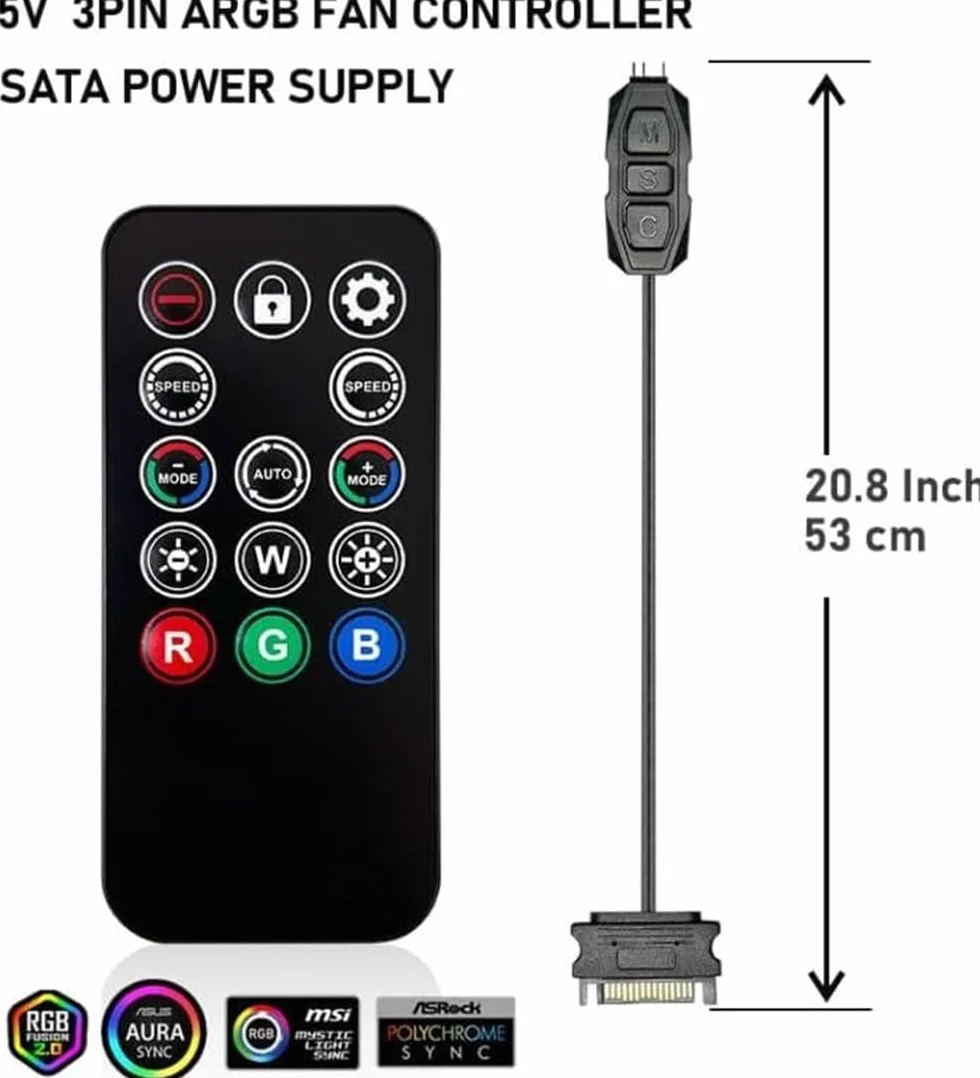 Jungle Leopard Mini ARGB PC Fans Controller Kit for ARGB Case Fans LED Strip 14 Key Remote