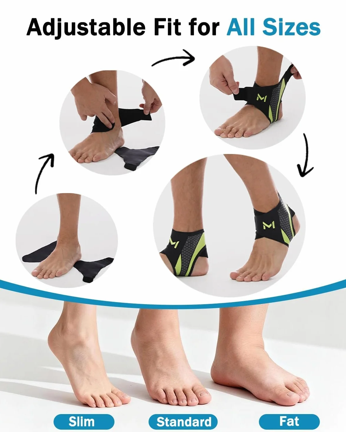 Cavigliera Sportiva Regolabile in Nylon Traspirante per Distorsione, Corsa, Calcio, Fitness, Escursionismo (Grigio nerastro)