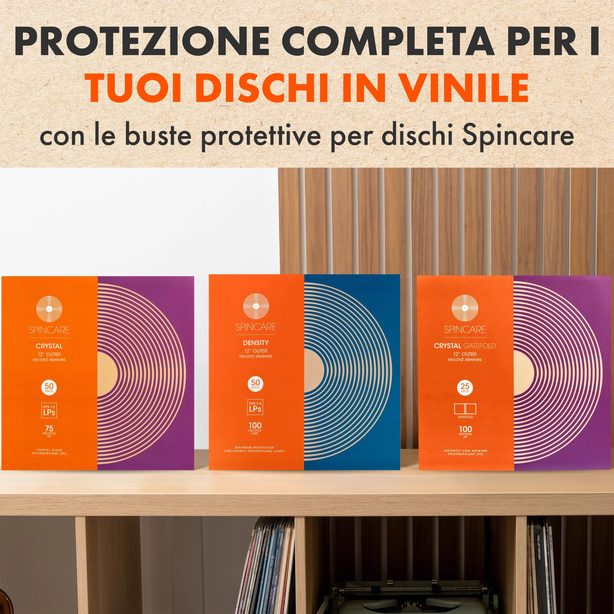50x 33 Giri Buste Per Vinile GATEFOLD | CRYSTAL Trasparente Plastica Custodia Per Dischi Vinili Con Copertine Apribili | Per LP Singoli e Doppi