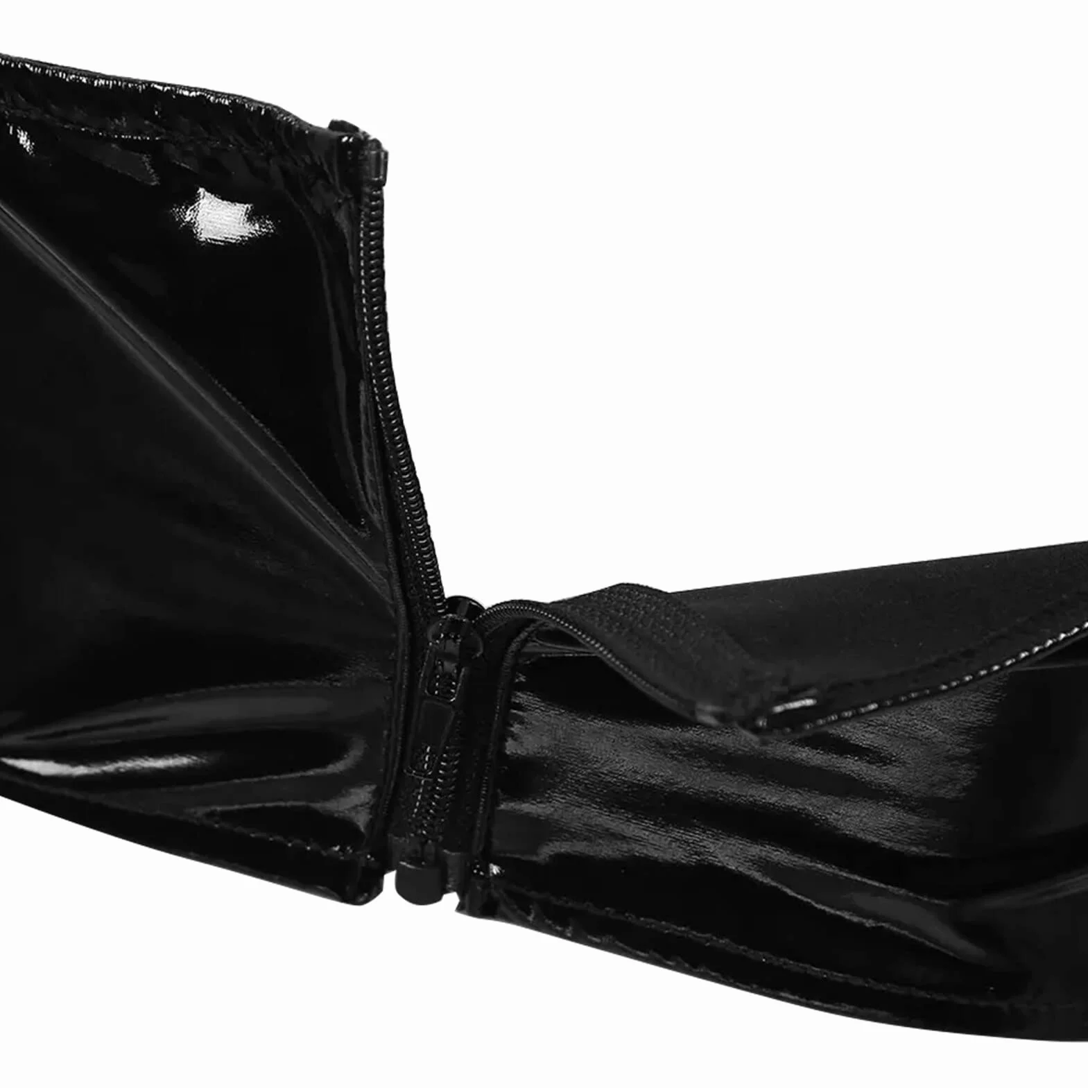 SEAUR Donna Completi in Pelle Verniciata Top Reggiseno Latex Nero Pantaloncini PVC con Cerniera Set Clubwear