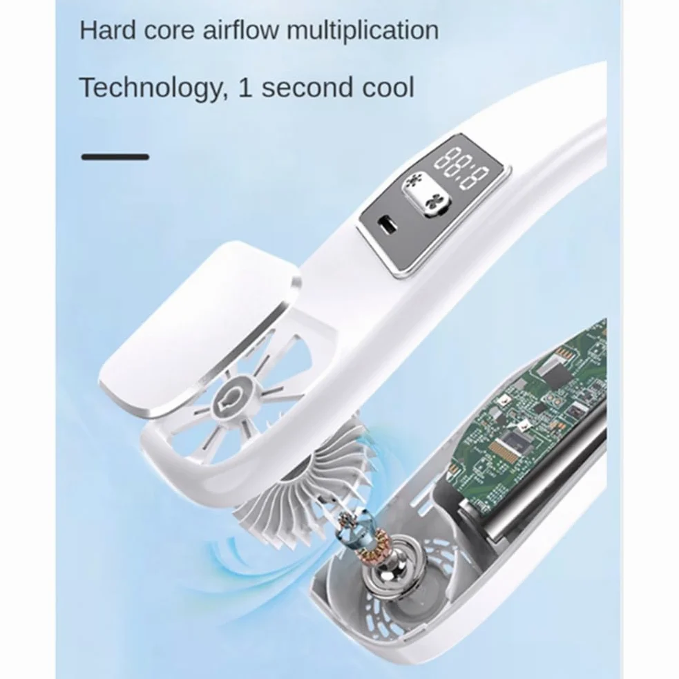 1Set Ventilatore Portatile Del Collo Ricaricabile USB Ventole Appese Foglia Mini Air Cooler Rosa