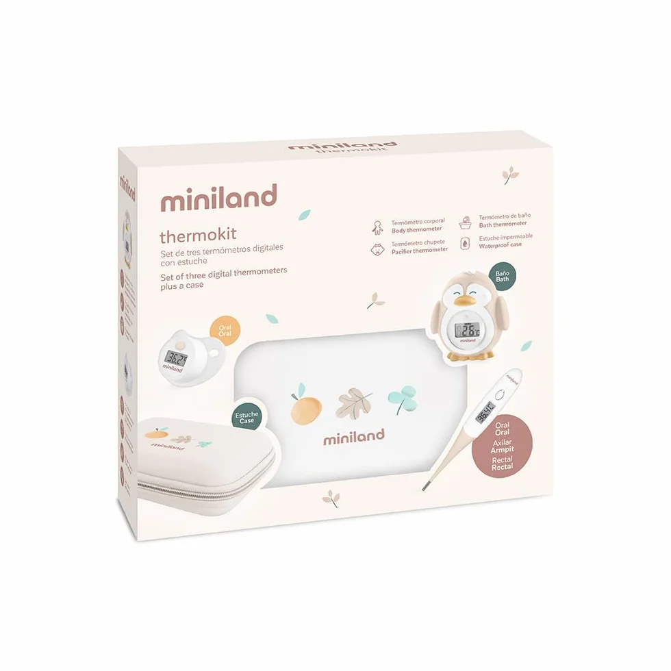 Miniland Thermokit Valencia Zestaw trzech termometrów dla dzieci w praktycznym etui