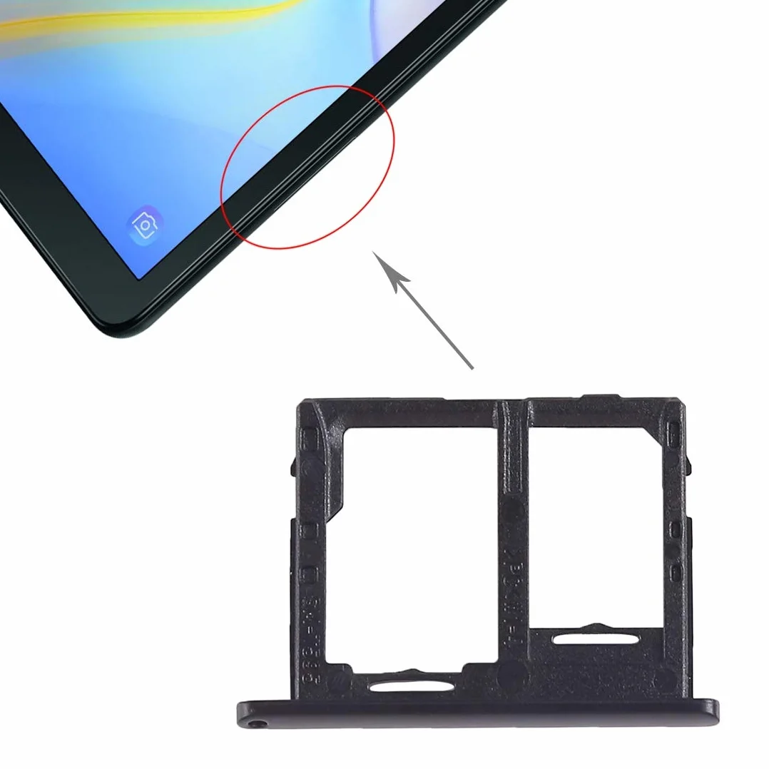 Generico Ricambio Compatibile con Samsung Galaxy Tab A 10.5 4G SM-T595 T595 Carrello Vassoio Alloggio SUPPORTO adattatore SLOT PORTA CARD carrello per SCHEDA SIM + vano Memoria Micro Sd (Nero)
