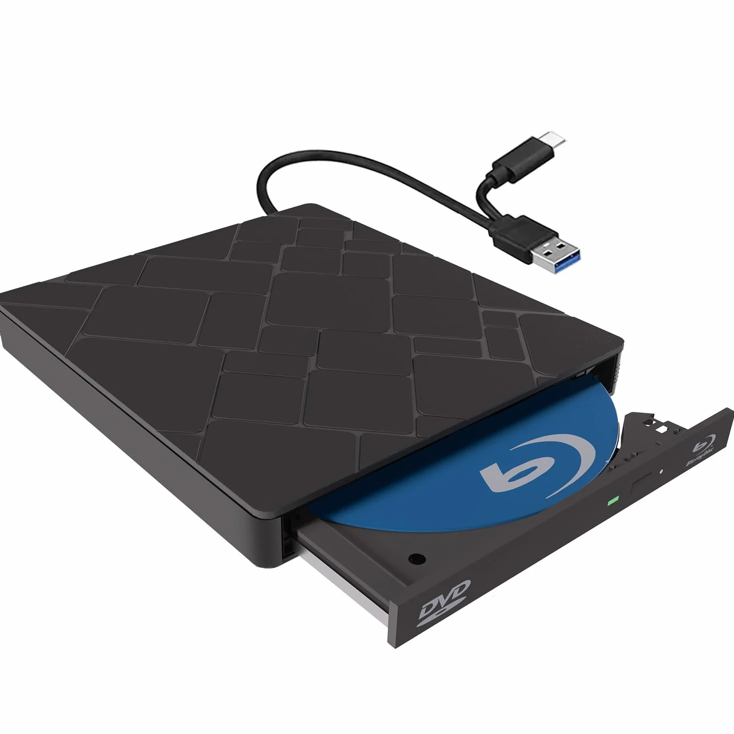 Custom Catch Lettore Blu-ray esterno portatile, lettore DVD/BD masterizzatore blu ray con USB 3.0 Type-C, 3D DVD CD masterizzatore ottico Bluray Drive per PC Windows 11 10 8 7