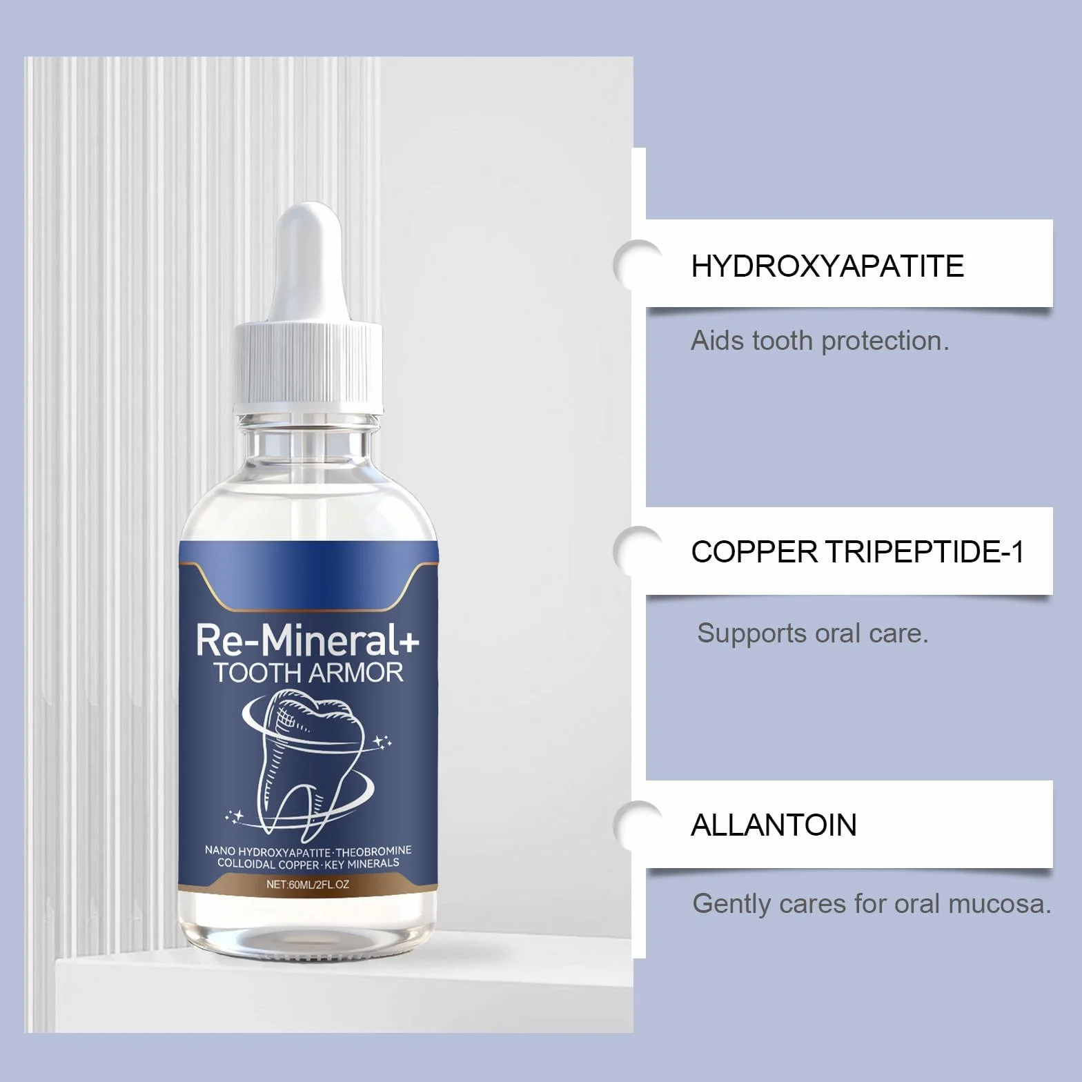 Siero riparatore dentale alla nanoidrossiapatite per igiene orale, cura denti e gengive, rimozione tartaro, alito fresco