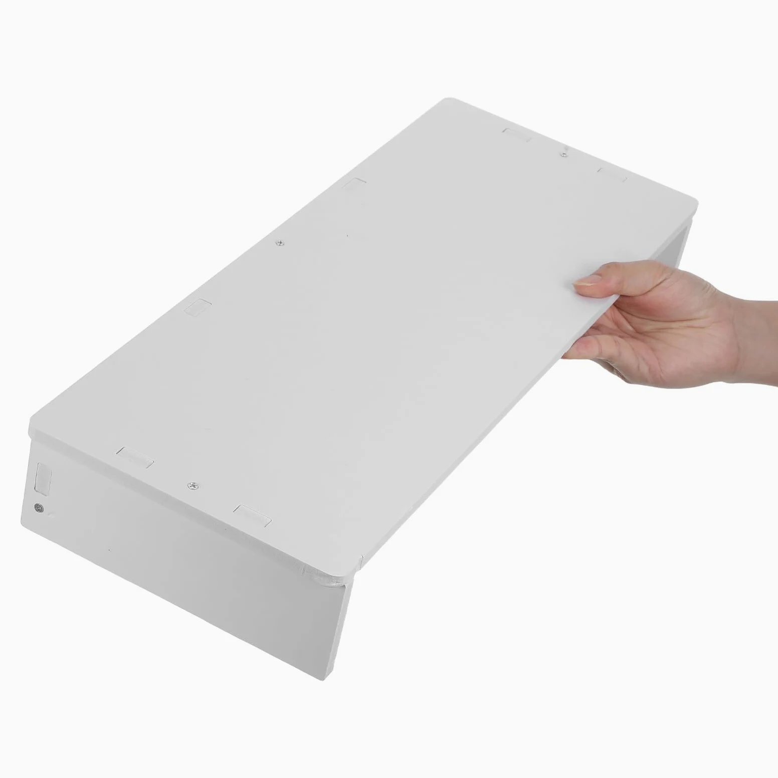 Supporto Monitor in Legno Bianco a 2 Livelli per Scrivania | Design a Doppio Strato, Superficie Raffinata, Base Stabile Antiscivolo, Adatto a Professionisti e Studenti