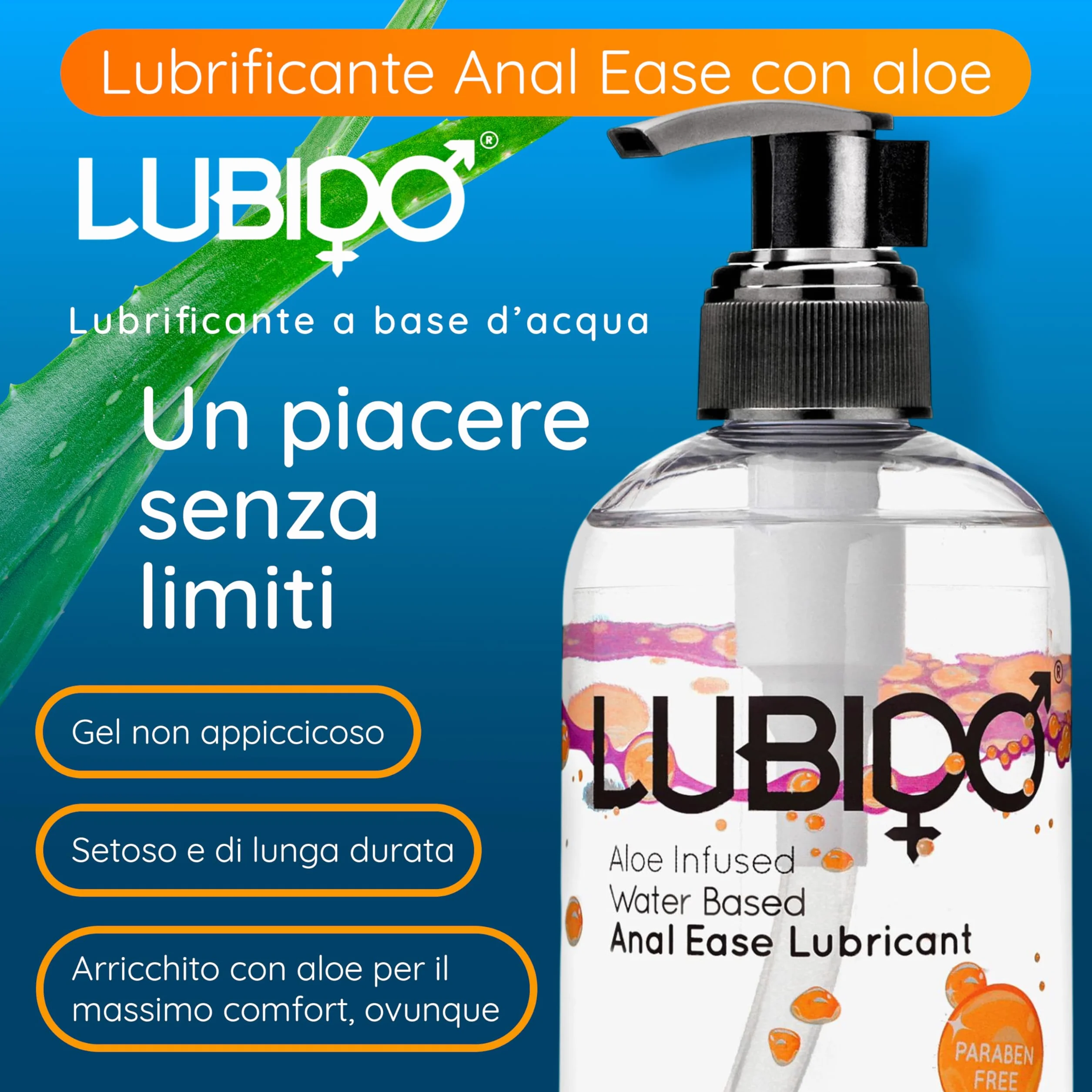 Lubido Gel lubrificante all’Aloe a base d'acqua per Anale 250 ml