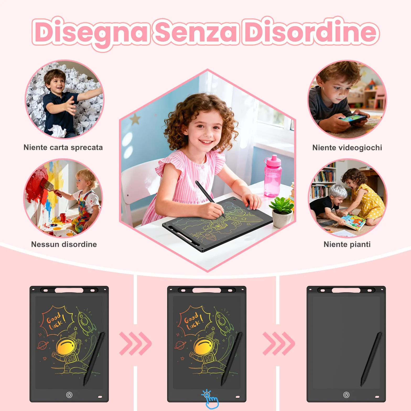 Tavoletta Grafica LCD Scrittura Colorata 10 inch Lavagna Digitale Cancellabile con Blocco Schermo
