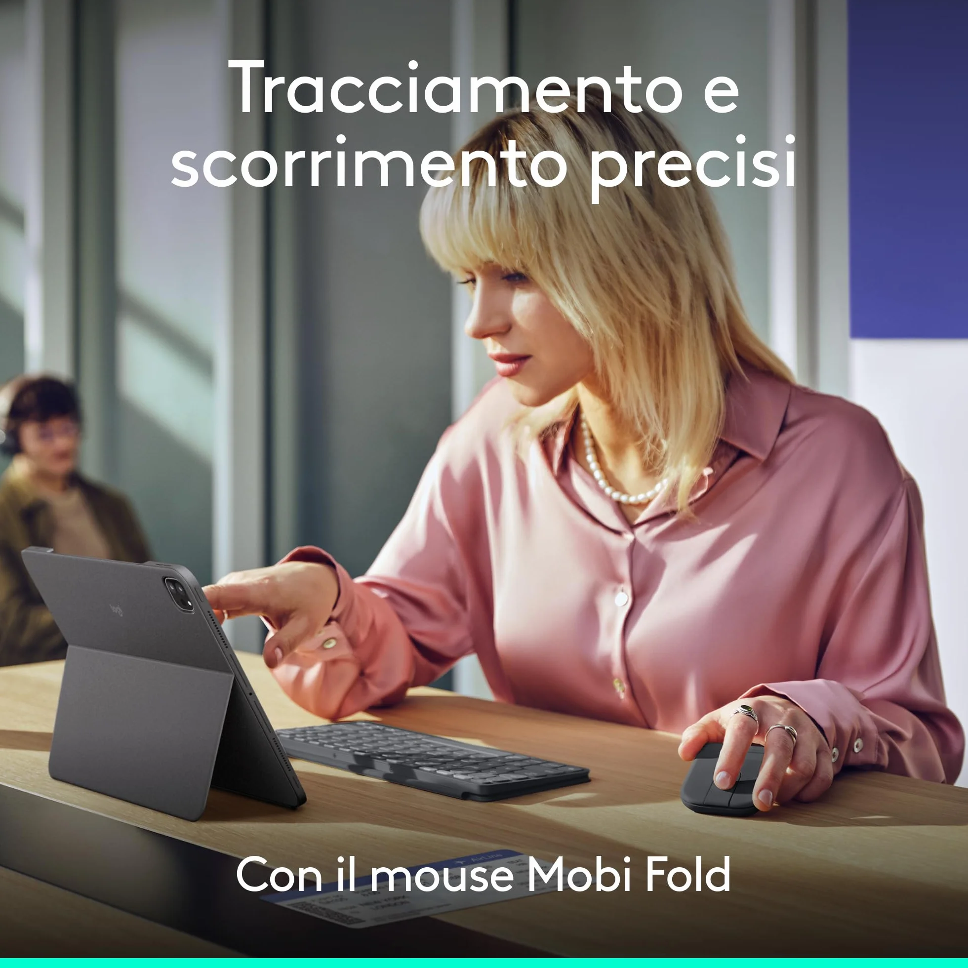 Logitech Keys-To-Go 2 e Mobi Fold, tastiera sottile con coperchio e mouse pieghevole, leggeri, portatili, Bluetooth, per PC Windows, Mac, Android, Chromebook, iPad, ITA QWERTY - Grafite
