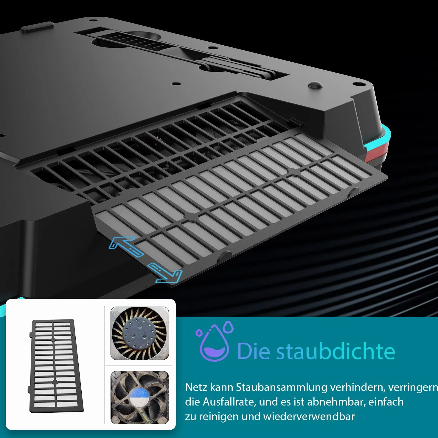 IETS GT500 Ventola turbo 5000 giri/min per computer portatile 13-17,3 pollici Hub USB 3 porte