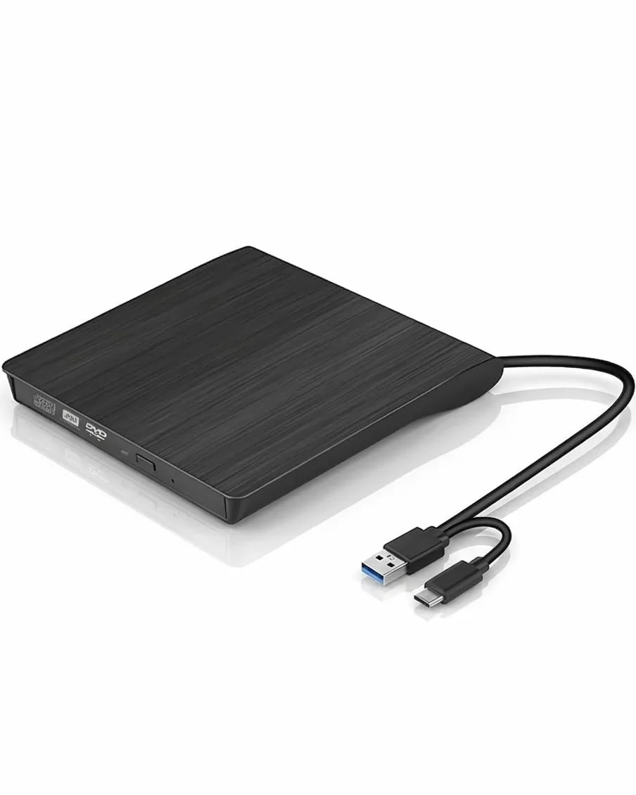 Masterizzatore DVD Esterno USB 3.0 + Type-C, Lettore CD/DVD Esterno per PC e Laptop, Unità Ottica Portatile per CD-R/DVD-R, Compatibile con Windows, Mac e Linux
