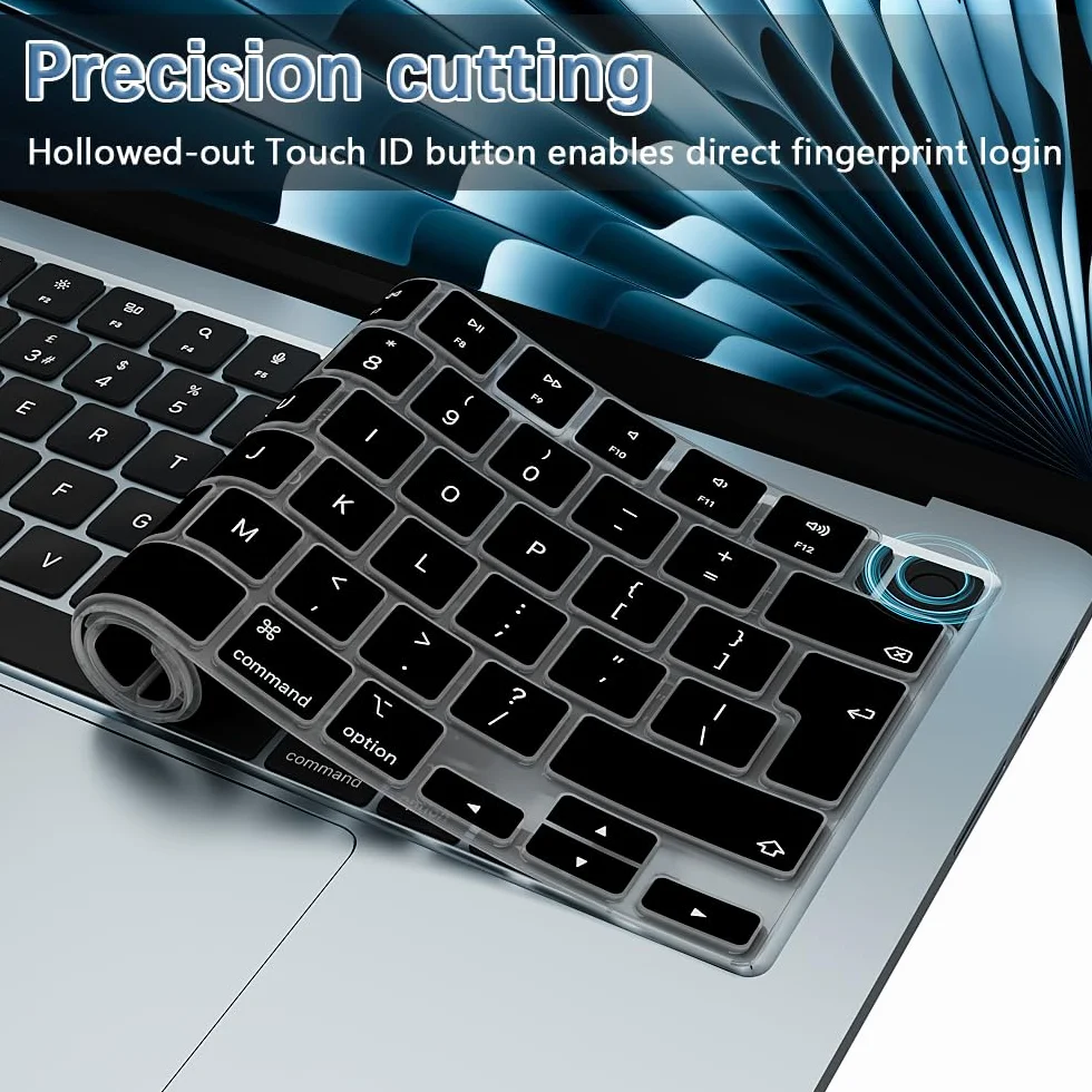 Custodia per tastiera in Silicone per MacBook Air 13,6/15 pollici M5-M2 Chip 2026-2022 Modelli A3449 A3241 A3240 UK/EU Layout laptop accessori di protezione per tastiera