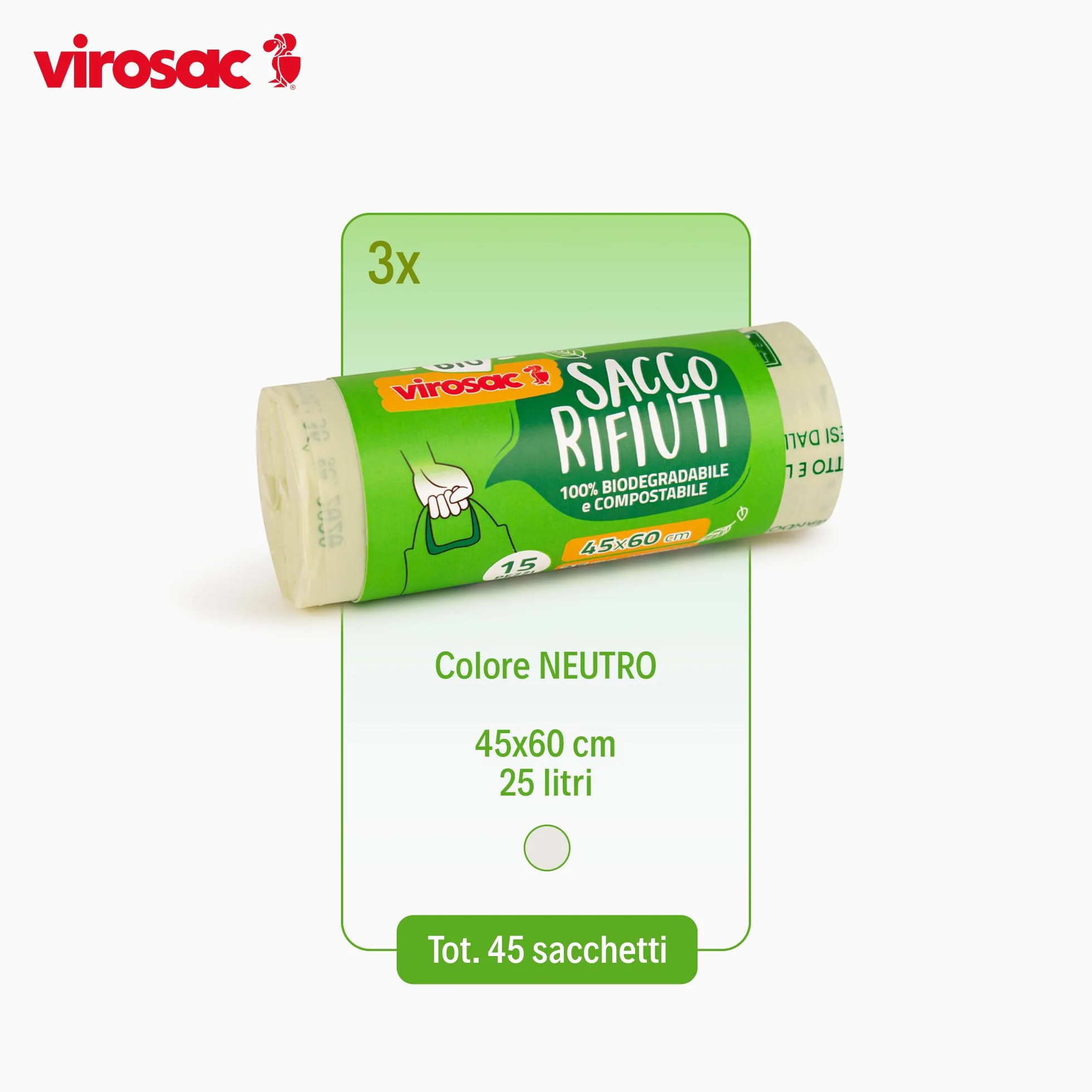 Virosac Proxsac Bio Sacchetti Per Rifiuti Biodegradabili 45x60 Bretelle 45pz