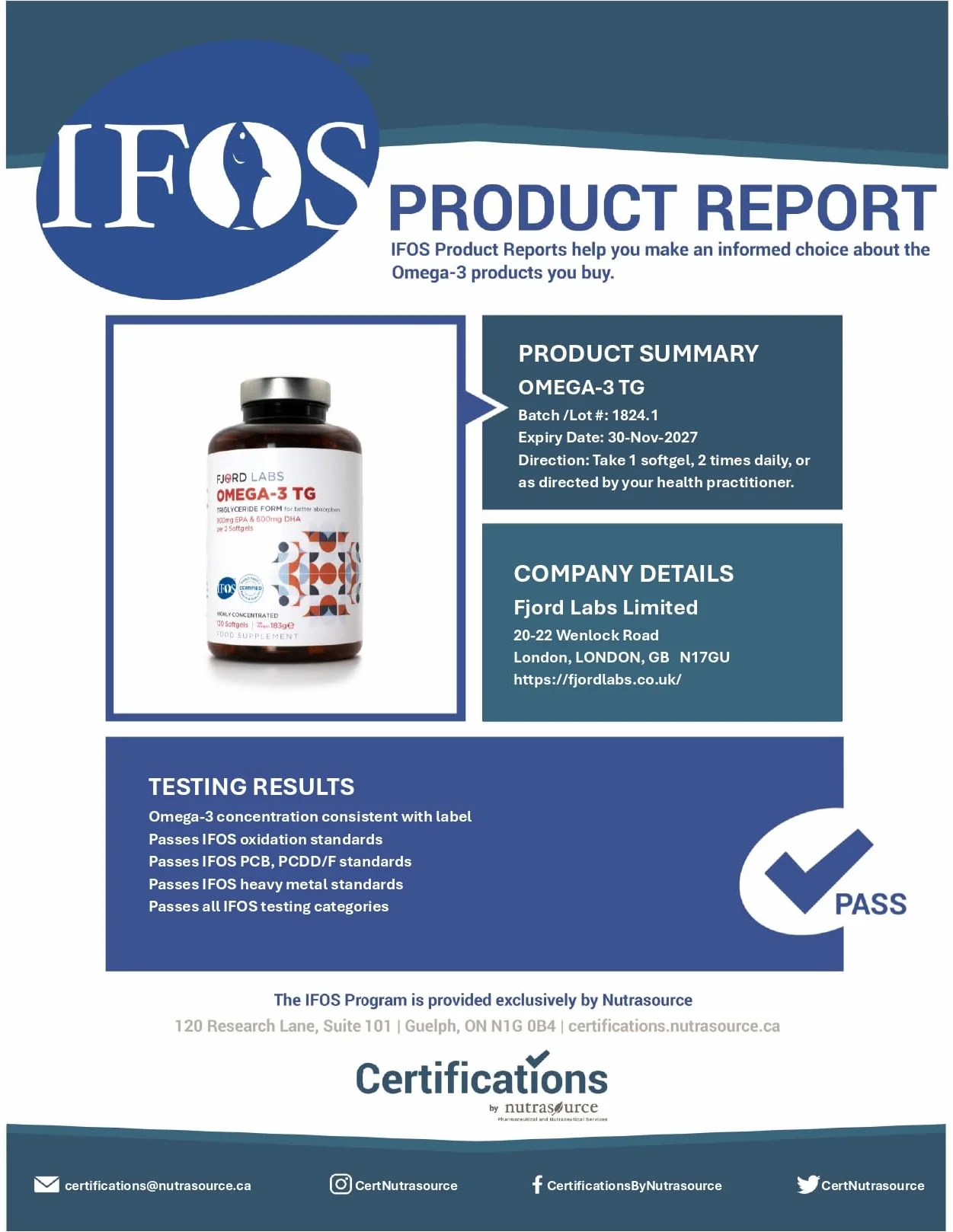 Omega-3 TG Trigliceridi 900mg EPA 600mg DHA 120 Capsule IFOS