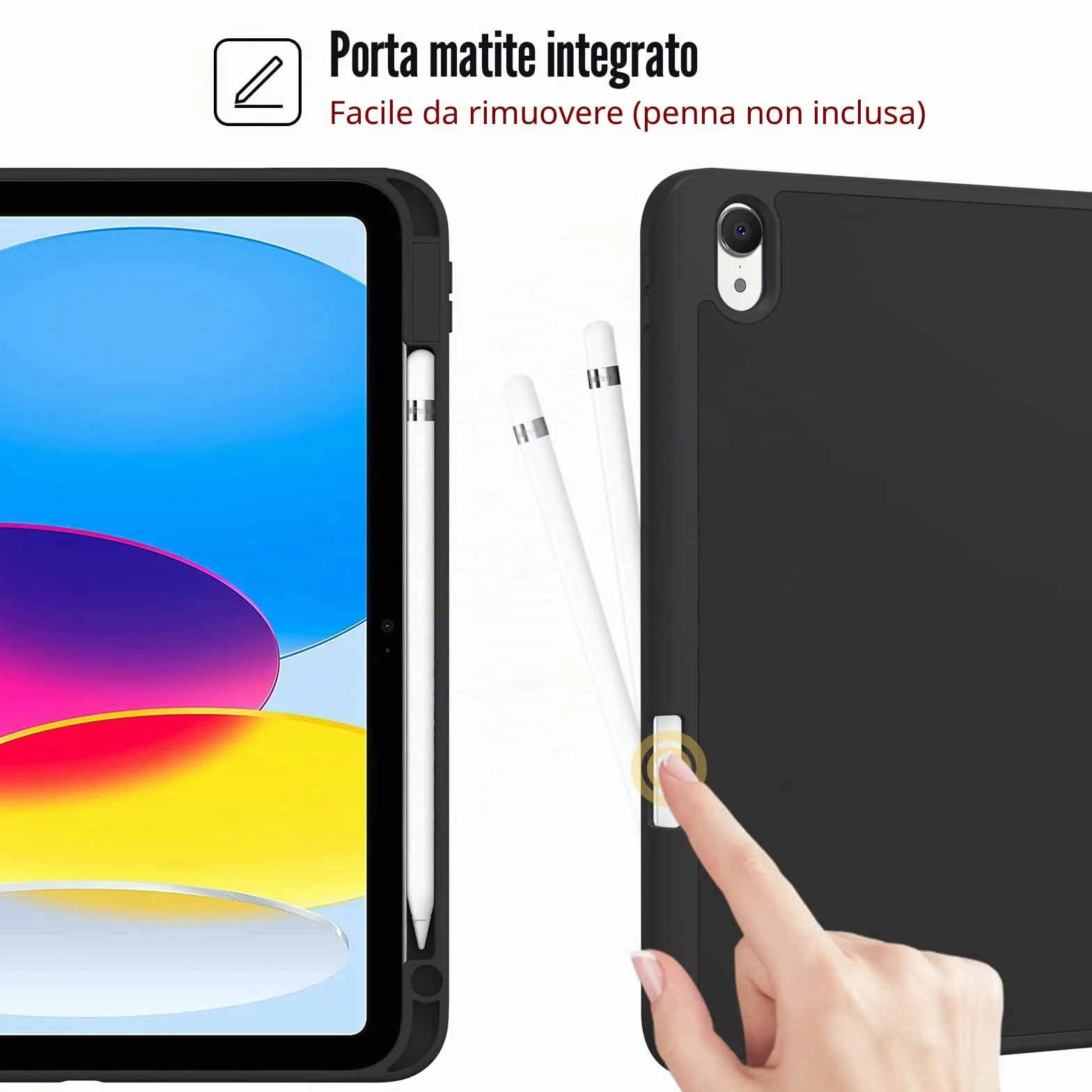 ProCase Cover iPad A16 11 Generazione 11 Pollici 2025 iPad 10 Generazione 10,9 Pollici 2022 Portapenna Custodia Auto Svegliati Sonno Nero