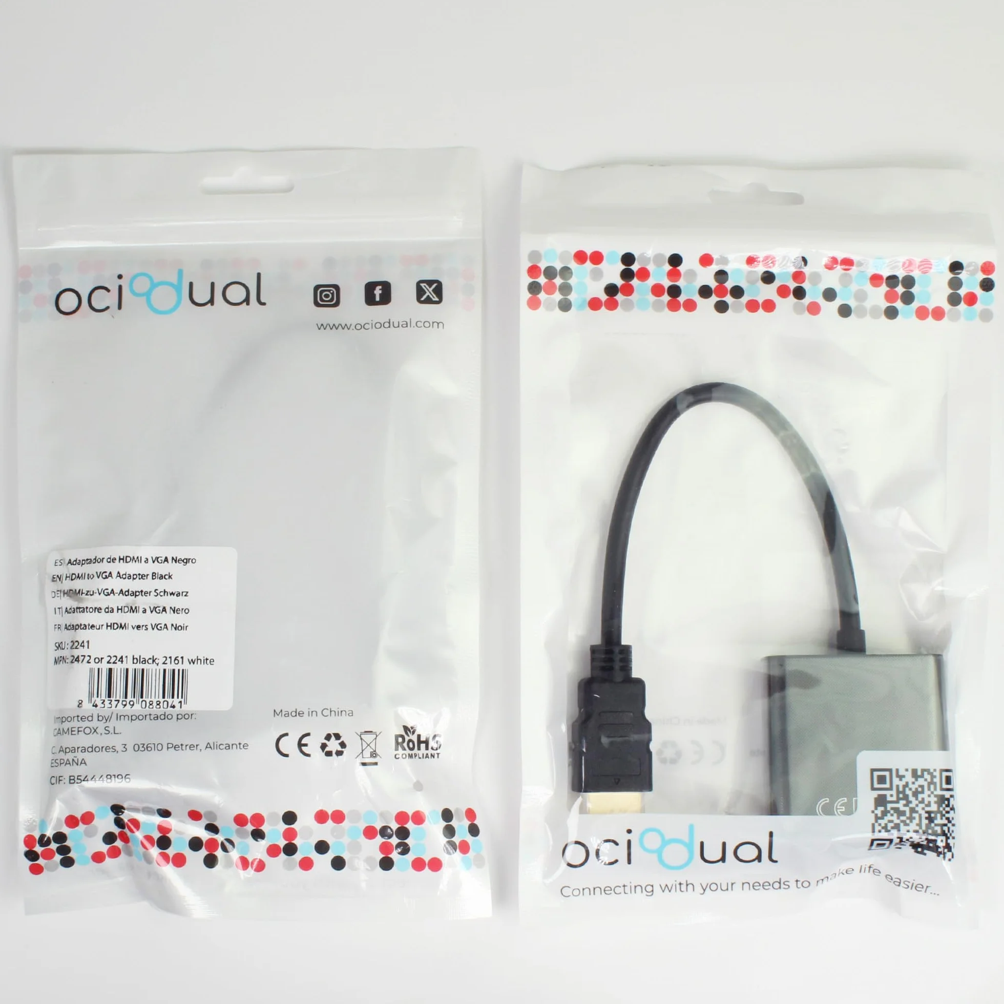 Ociodual Cavo Adattatore da HDMI Maschio a VGA Femmina Placcata Oro Nero per PC Laptop Monitor Cable Convertitore Segnale