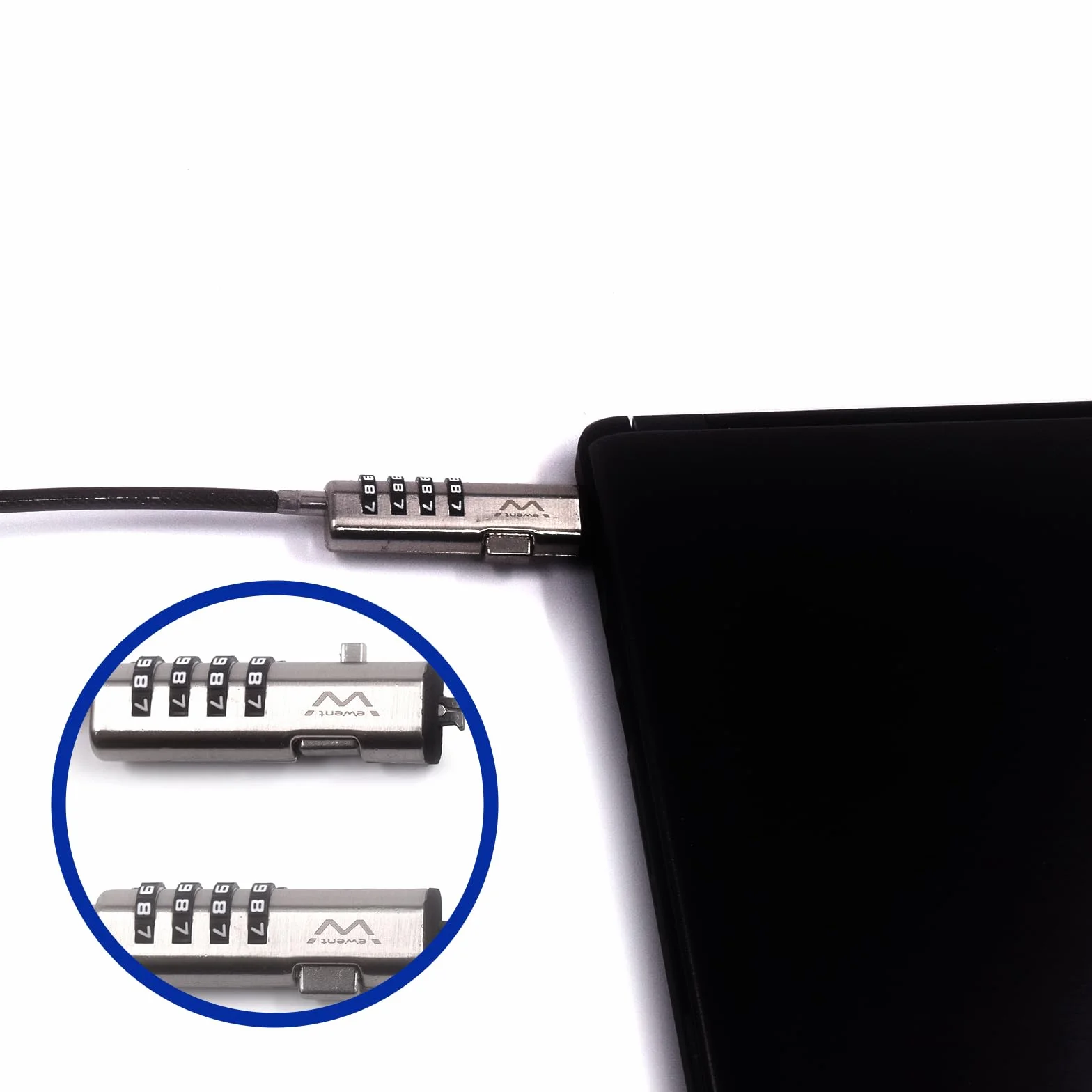EventCavo di Sicurezza con Serratura a Combinazione, Cavo per Notebook, Laptop, PC, Proiettori, Serratura a Combinazione in Acciaio Resistente con Nano Slot, Lungo 1,8 Metri