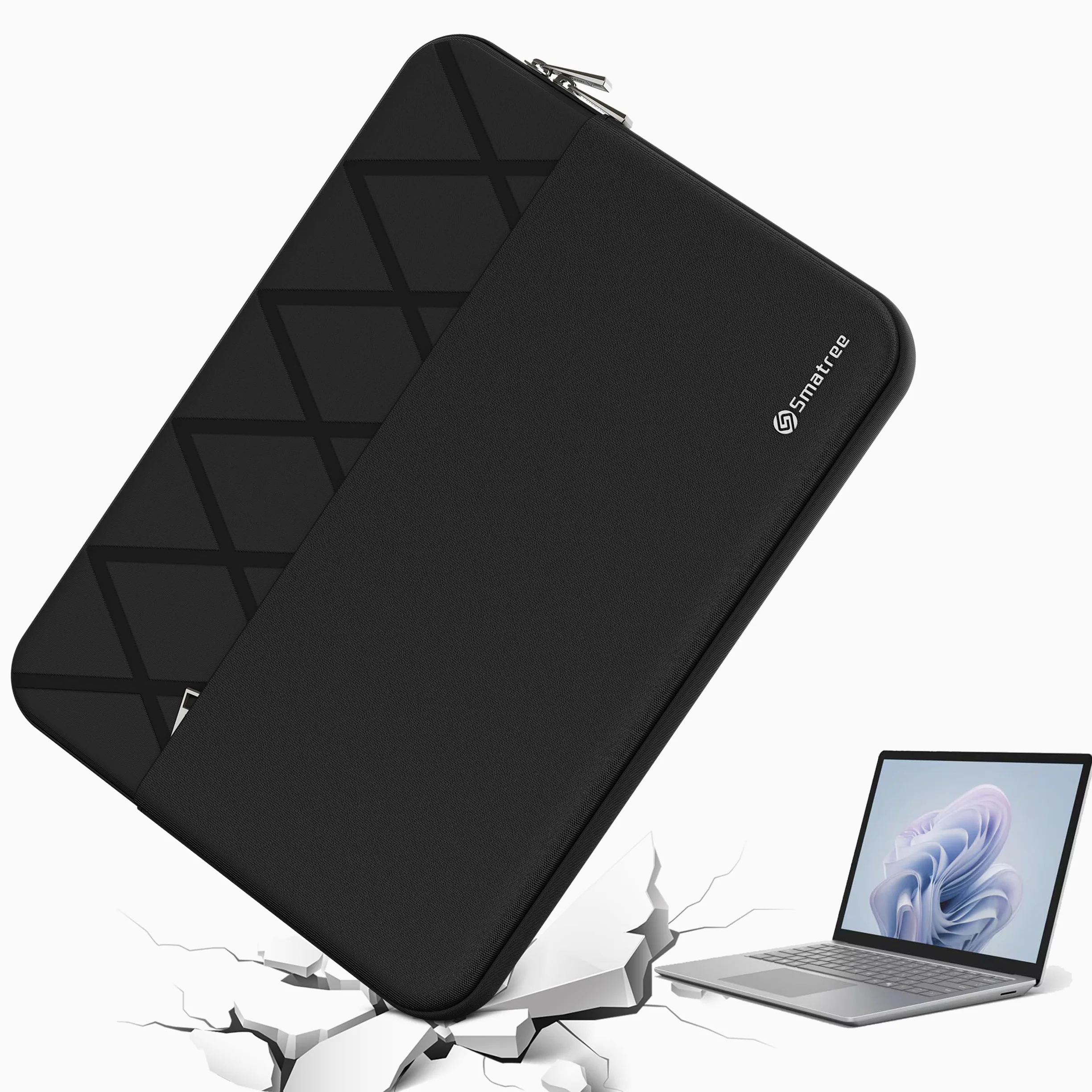 Smatree Custodia per laptop da 15 pollici antiurto e custodia per uomini e donne, custodia protettiva impermeabile su misura per laptop Microsoft Surface 6/5/4/3 da 15 pollici, nero (E626)