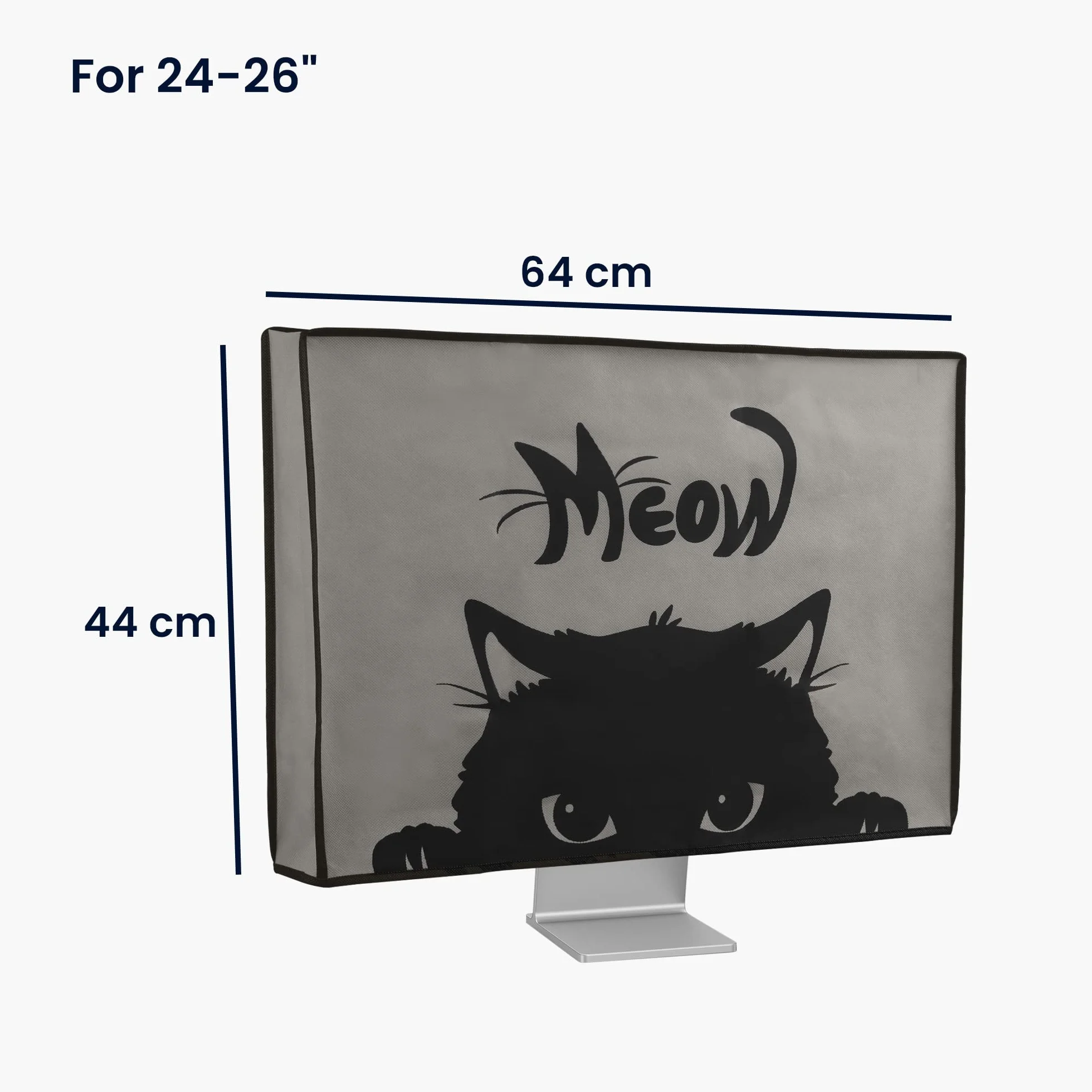 kwmobile 24-26" monitor Cover - Protezione Monitor PC Antipolvere Schermo Computer - Custodia Protettiva Gatto Nero