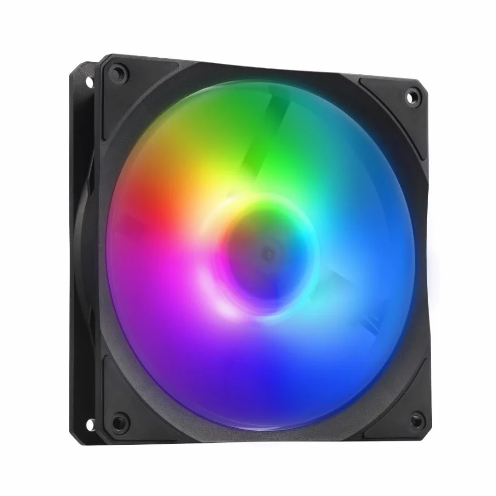 Ventola per radiatore Cooler Master Mobius 140P ARGB - Design con lama ad anello (PWM), sistema cuscinetti dinamici ad anello (max. 76,5 CFM, 2,3 mmH2O, 30 dBA), telaio Air-Focus smussato RGB Gen 2