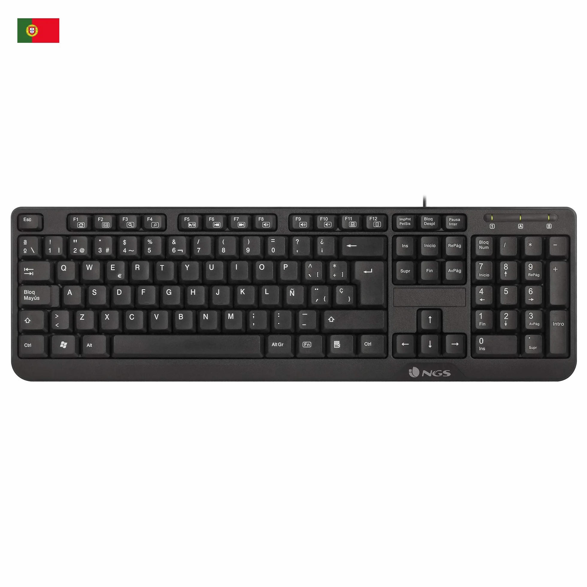Tastiera USB QWERTY Portoghese 12 Tasti Multimediali Cavo 140cm Plug&Play