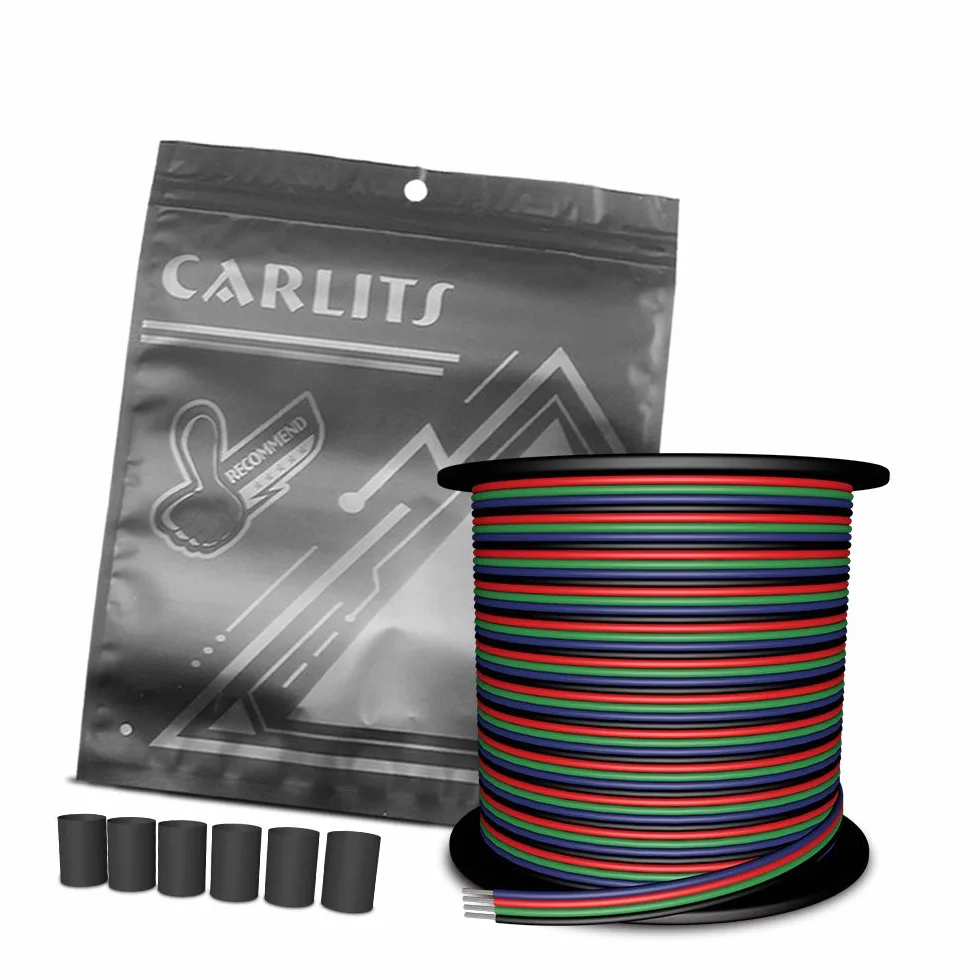 30 m 22 AWG 4 colori RGB Cavo di estensione Filo Linea, 4 x 0,32 mm² 12/24 V DC 100 ft Luci LED 4 Pin Fili Striscia Estendere la Bobina di Filo per 5050 3528 RGB LED Striscia
