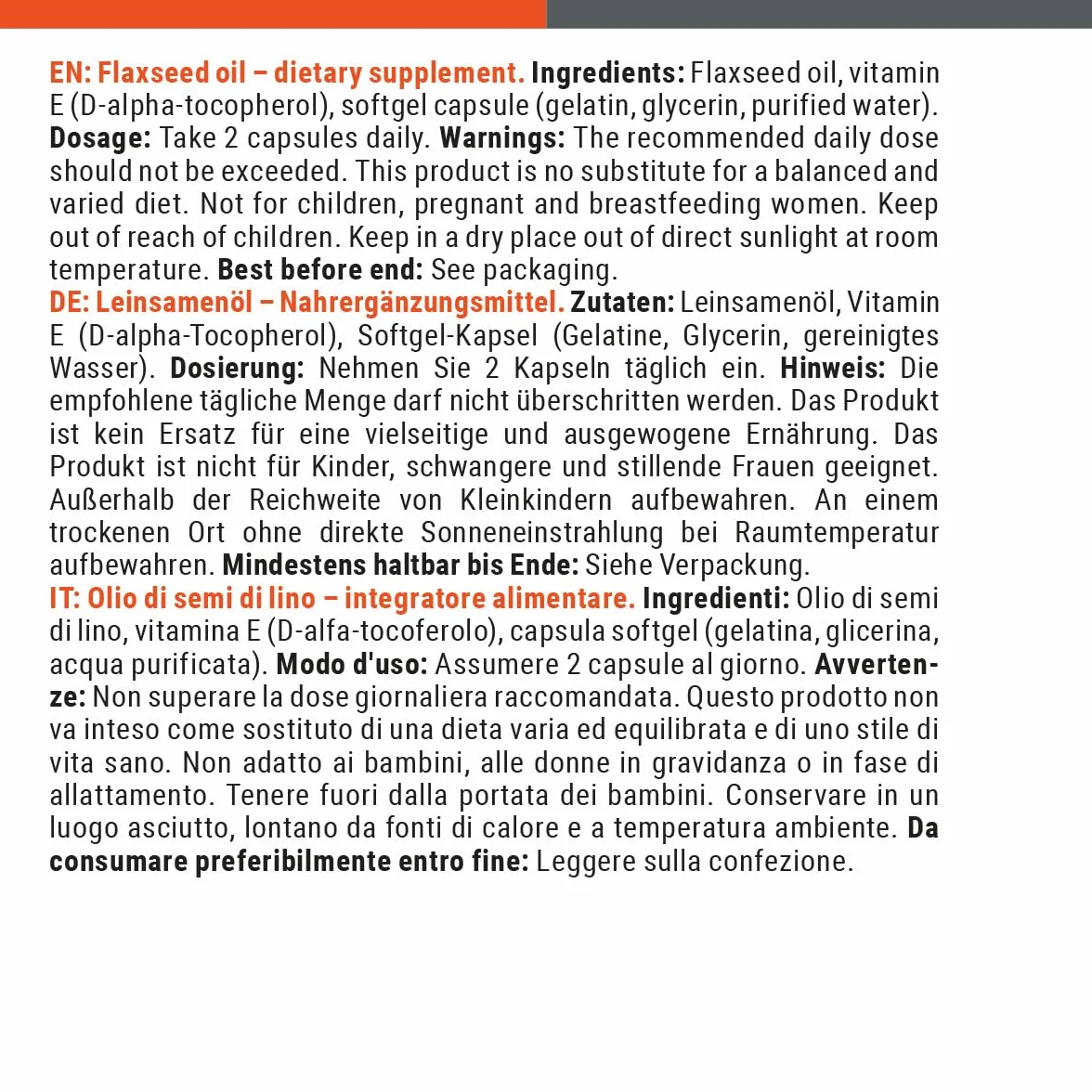 GymBeam Olio di Semi di Lino 2000 mg Capsule Omega 3 6 9 Vitamina E Flaxseed Oil