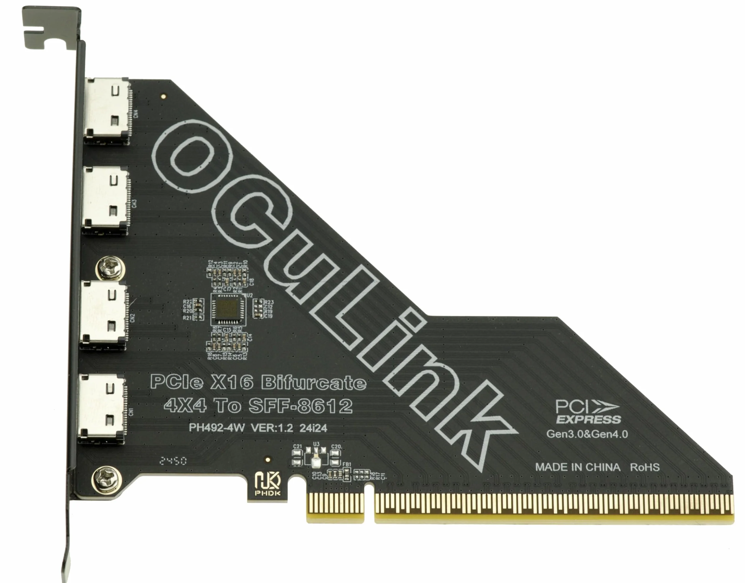 KALEA-INFORMATIQUE Scheda controller PCIe Gen 4.0 x16 a 4 porte Oculink SFF-8612 SFF-8611 per scheda madre con modalità biforcazione