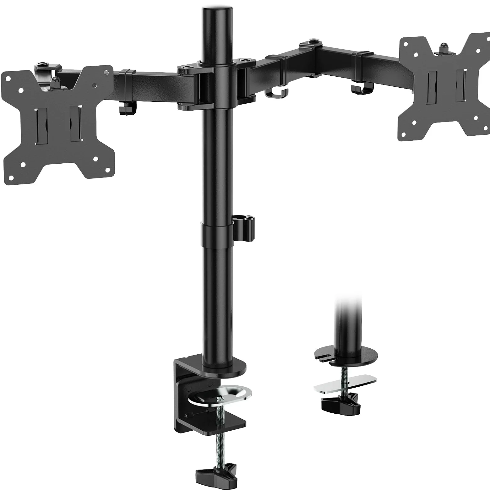 WALI Braccio Monitor Doppio per Schermi 13-27”, Supporto per Doppio Monitor con Morsetto Scrivania Supporto, Altezza Regolabile Inclinazione Girevole Ruotare - VESA 75/100mm(M002)