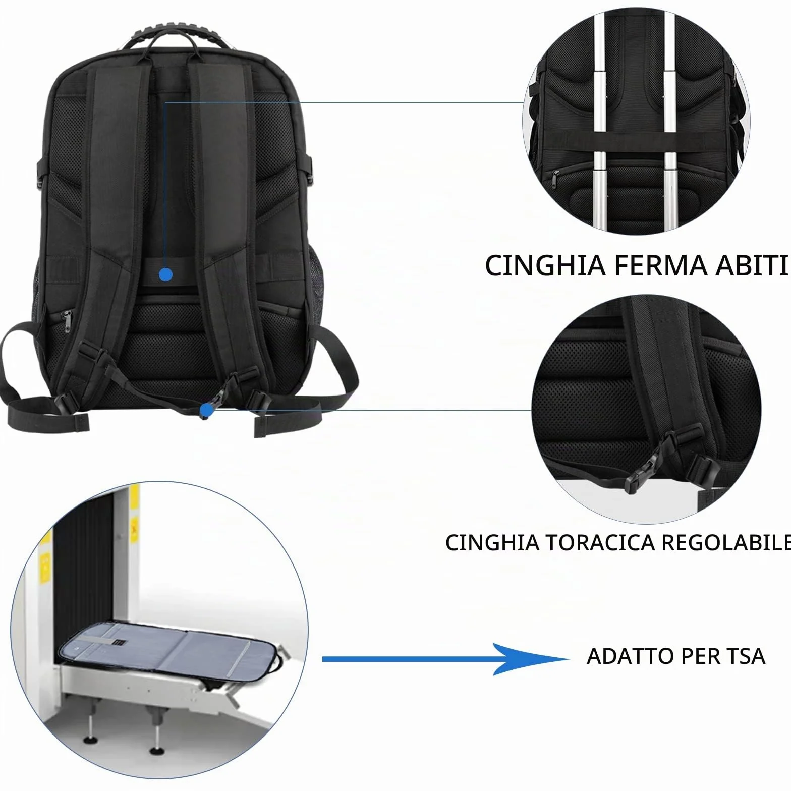 KROSER Zaino da uomo, 18,4 pollici, XXXL, con tasche RFID porta e impermeabile portatile per/viaggio/università/affari/college/uomini/donne Laptop Backpack