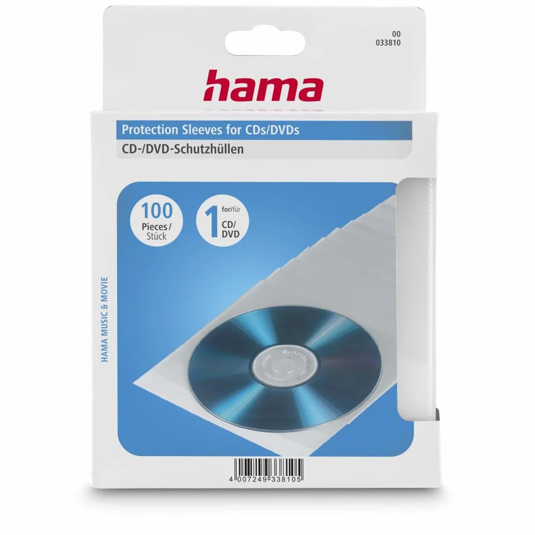Hama - Buste protettive per CD/DVD, 100 pezzi, trasparente