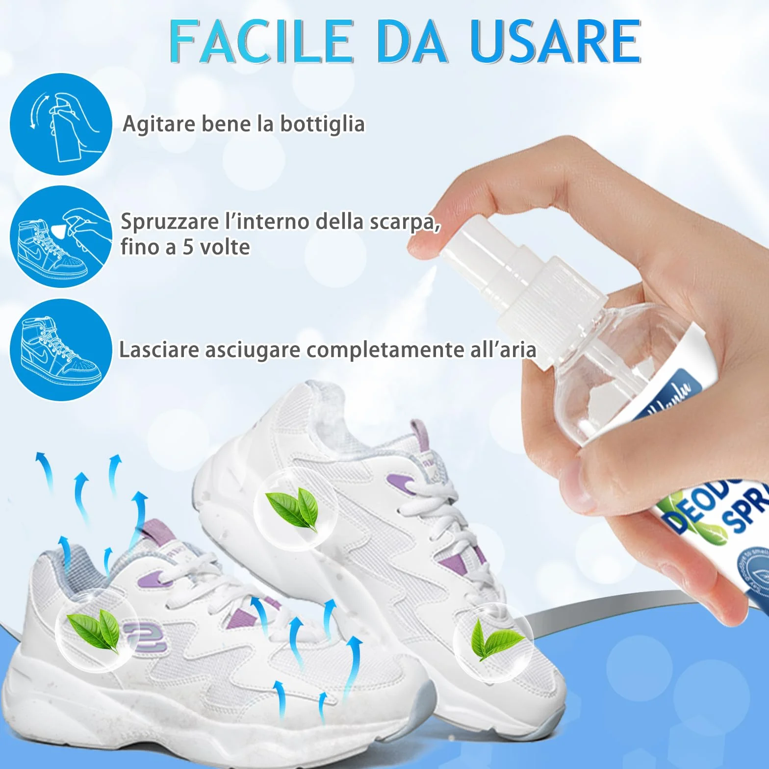Deodorante e Spray per Scarpe, Profumo Fresco, Soluzione per Calzature Senza Odori
