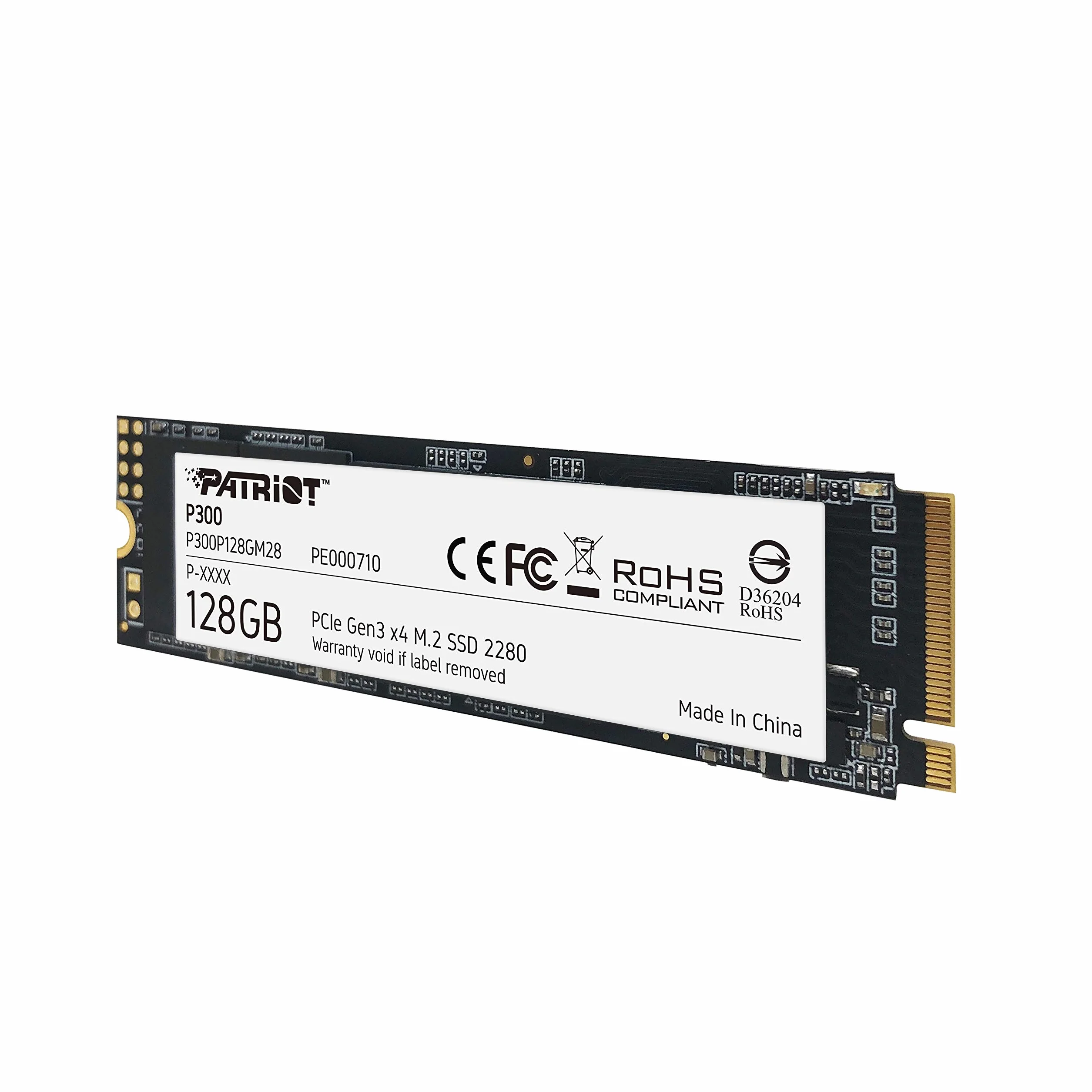 Patriot P300 M.2 2280 PCIe gen 3x4 NVMe SSD 128GB Unitá a Stato Solido interno SSD a Basso Consumo - Velocità Lettura e Scrittura Sequenziale Fino a 1600 MB/s e 600 MB/s