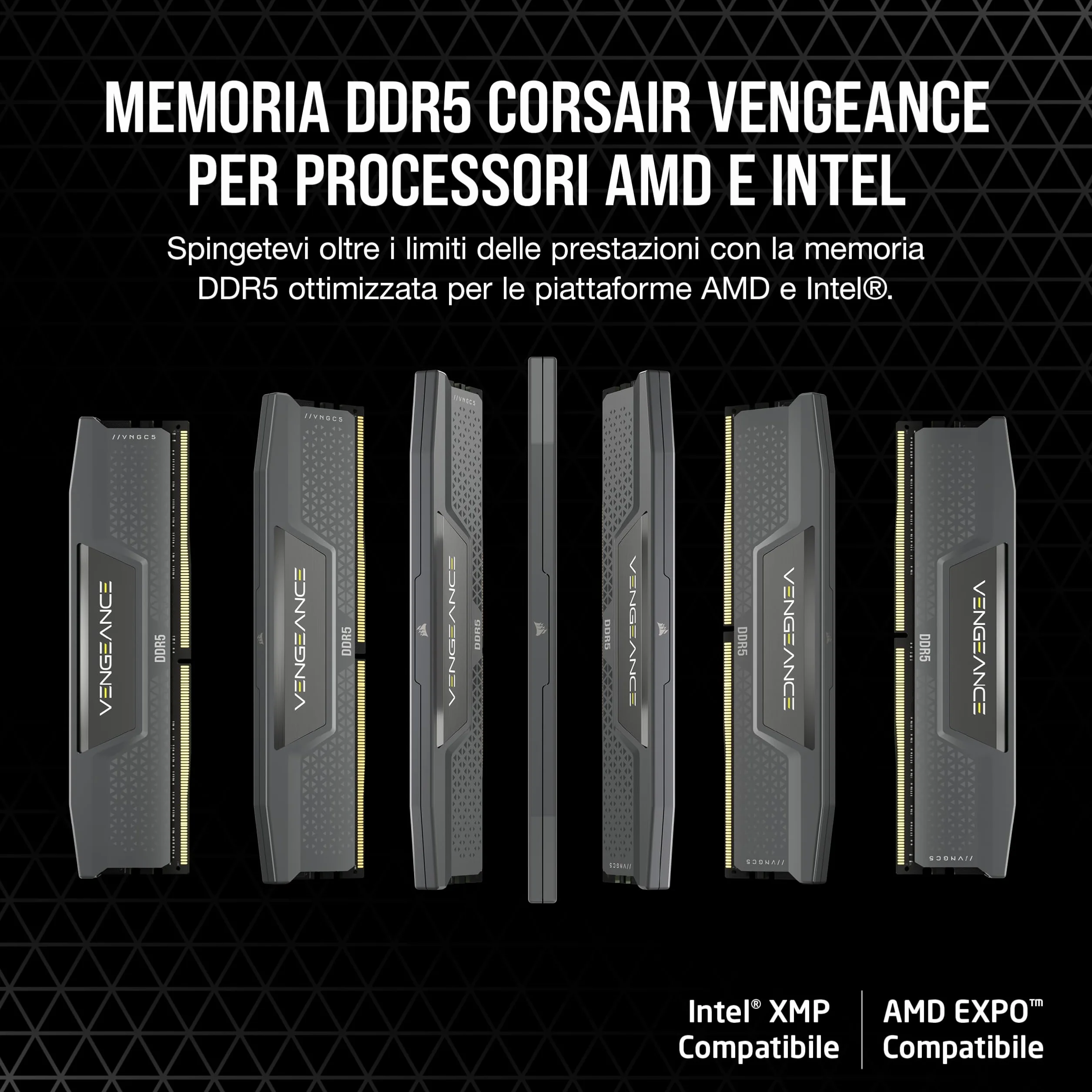 CORSAIR VENGEANCE DDR5 32GB (2x16GB) DDR5 6000MHz CL30 AMD EXPO Intel XMP iCUE Memoria Compatibile per Computer - Grigio (CMK32GX5M2B6000Z30)