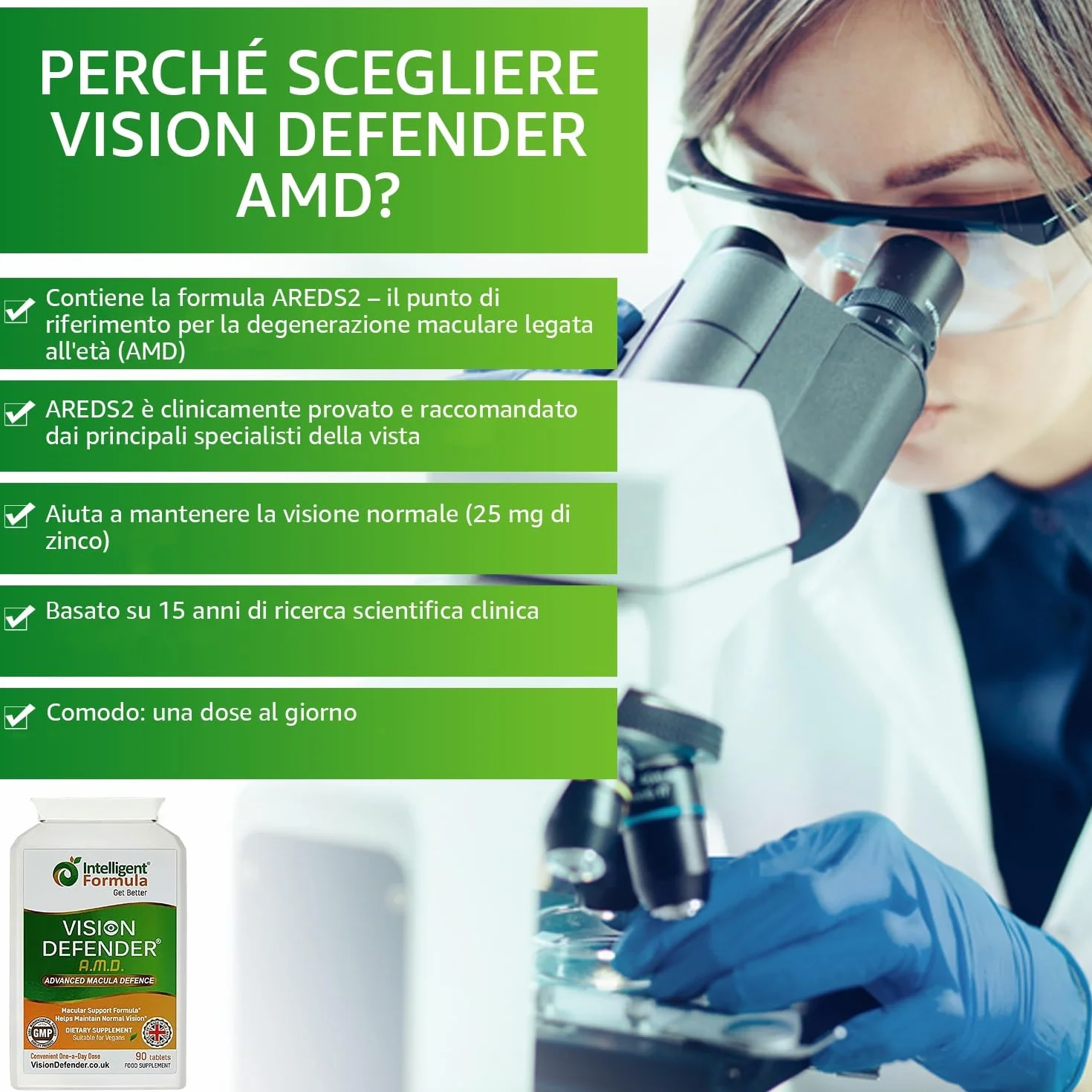 Vision Defender AMD AREDS2 Formula with Lutein Zeaxanthin Vitamins C E Zinc 25 mg Copper 90 Vegan Tablets