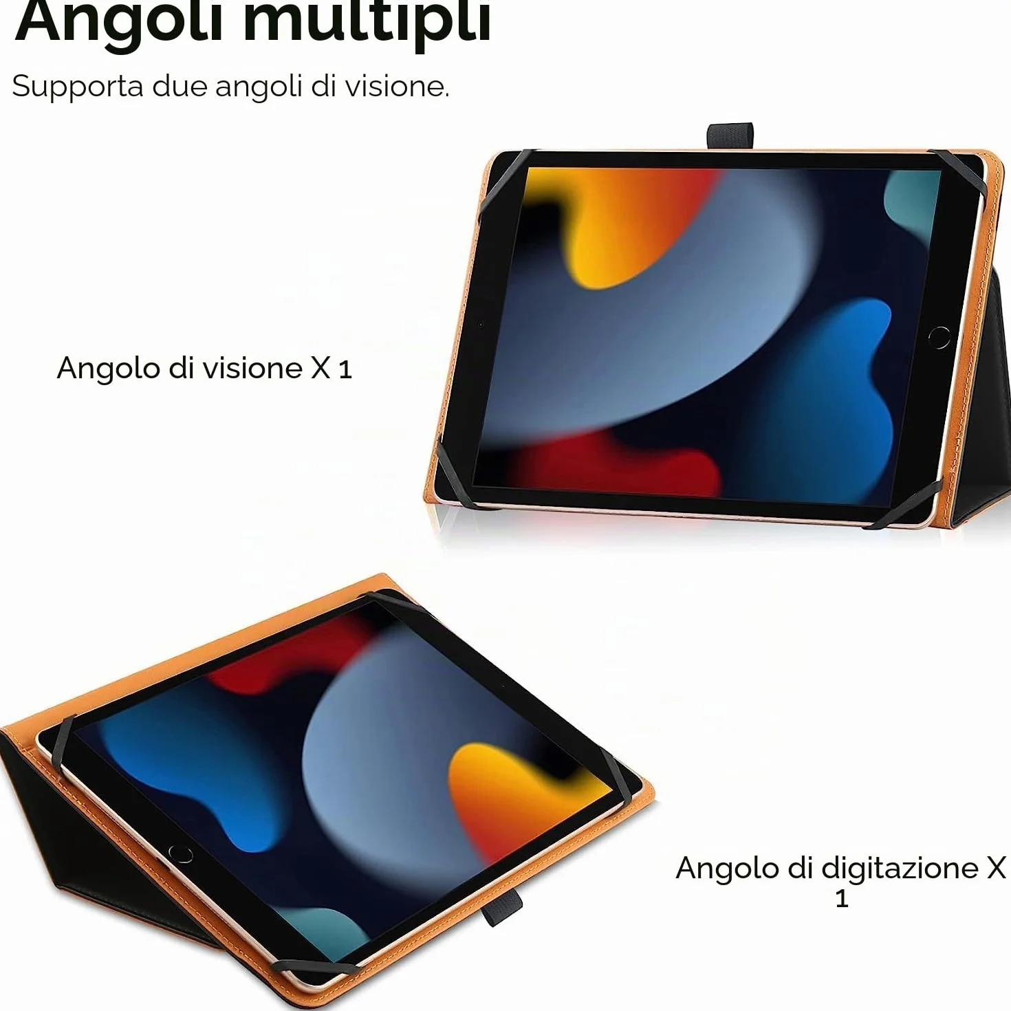Custodia universale per tablet 9-11 pollici Folio protettiva con cinturino a mano e stand - Nero