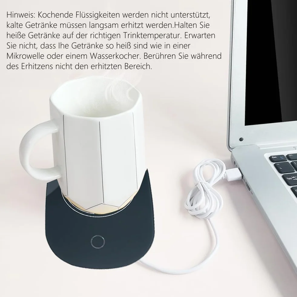 Scalda Tazza USB, Scalda Tazza, Scaldatazze da Caffè, Scalda Bevande, Sottobicchiere Elettrico, Utilizzabili per Caffè, Latte, Tè, Acqua, Regalo di Natale, Ldeale per la Stagione Invernale, Nero