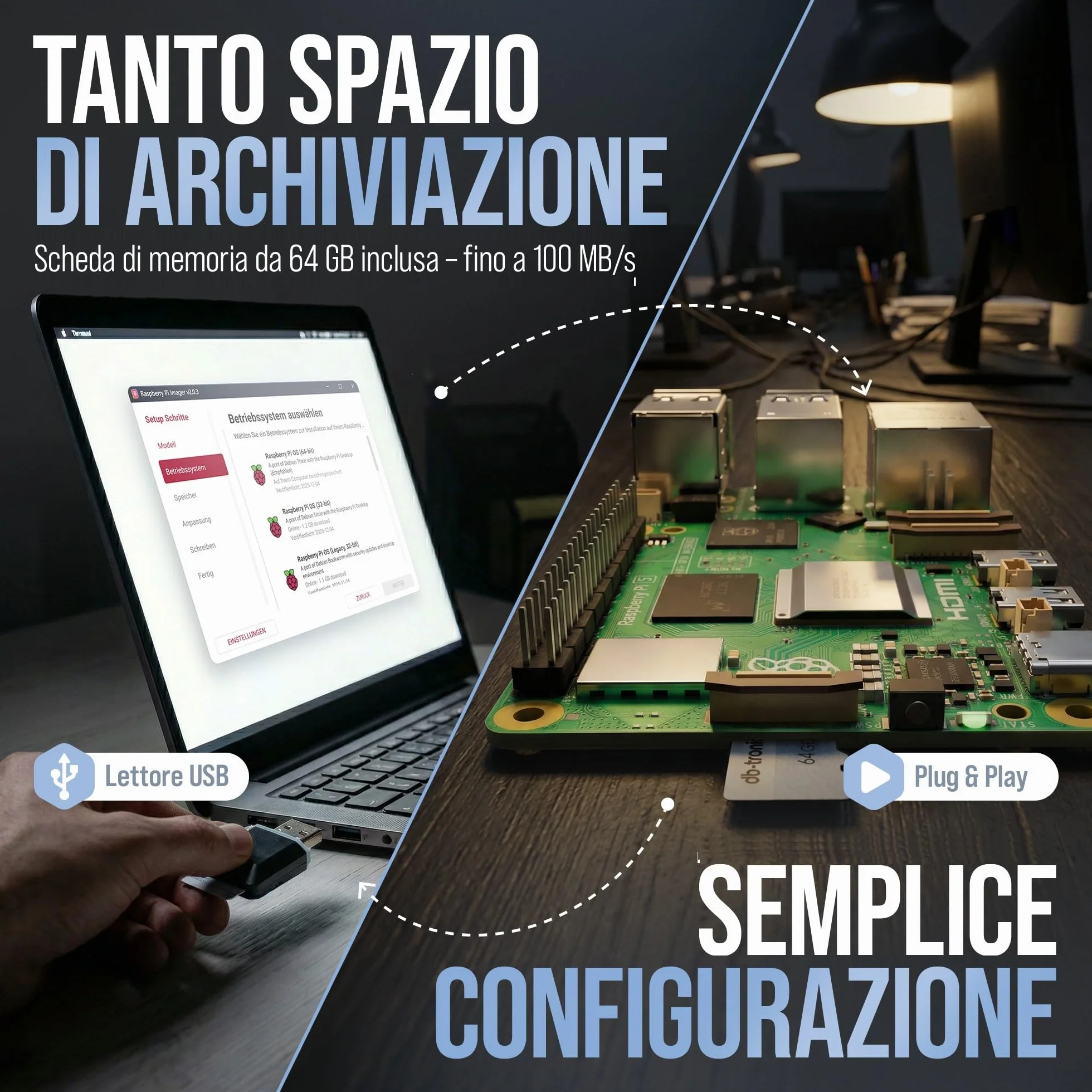 Raspberry Pi 5 4 GB Starter Kit 64 GB Edizione con Alimentatore 27 W Alloggiamento Ventola Cavo Micro HDMI 4K per Home Assistant Smart Home