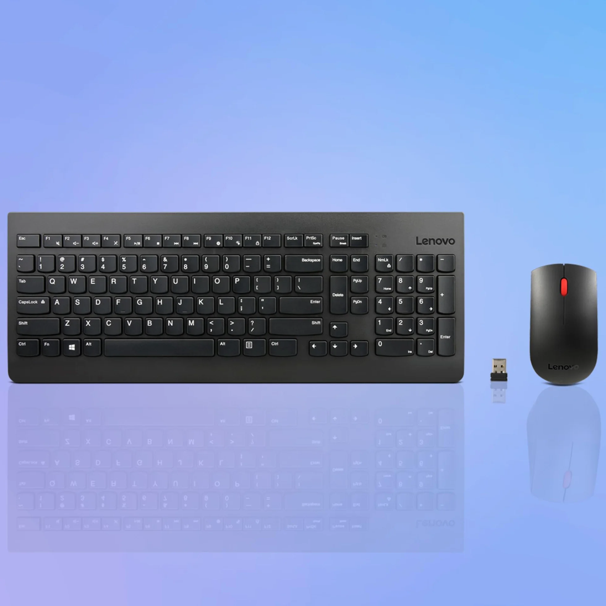 Lenovo Combo Tastiera + Mouse Wireless Essential Gen 2 – Connessione 2.4GHz, Layout Silenzioso, Tasto Copilot, Mouse Ambidestro 1600 DPI, 65% Plastica Riciclata – Nero