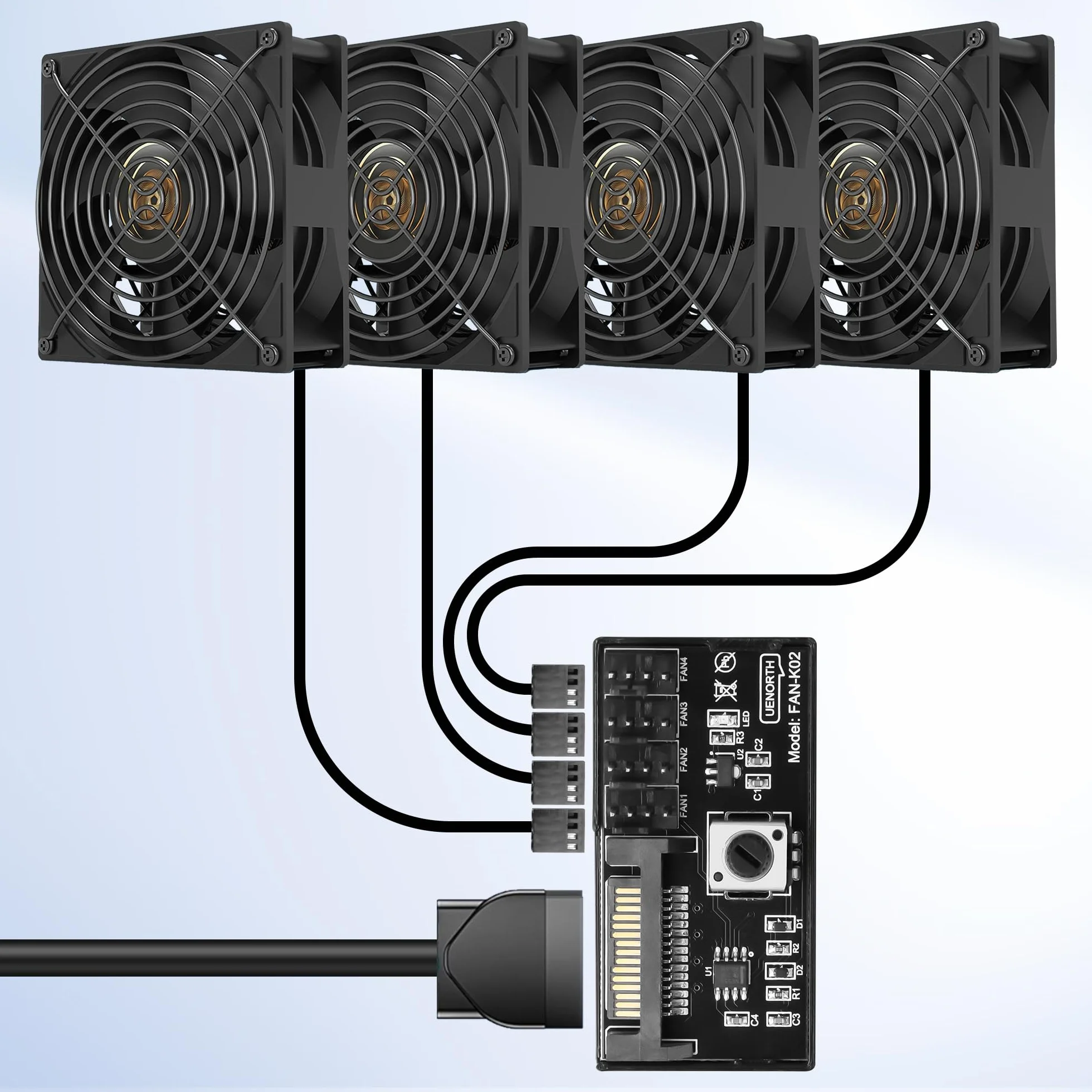 Controller ventola PC 12V 4 pin PWM hub alimentazione 4 SATA