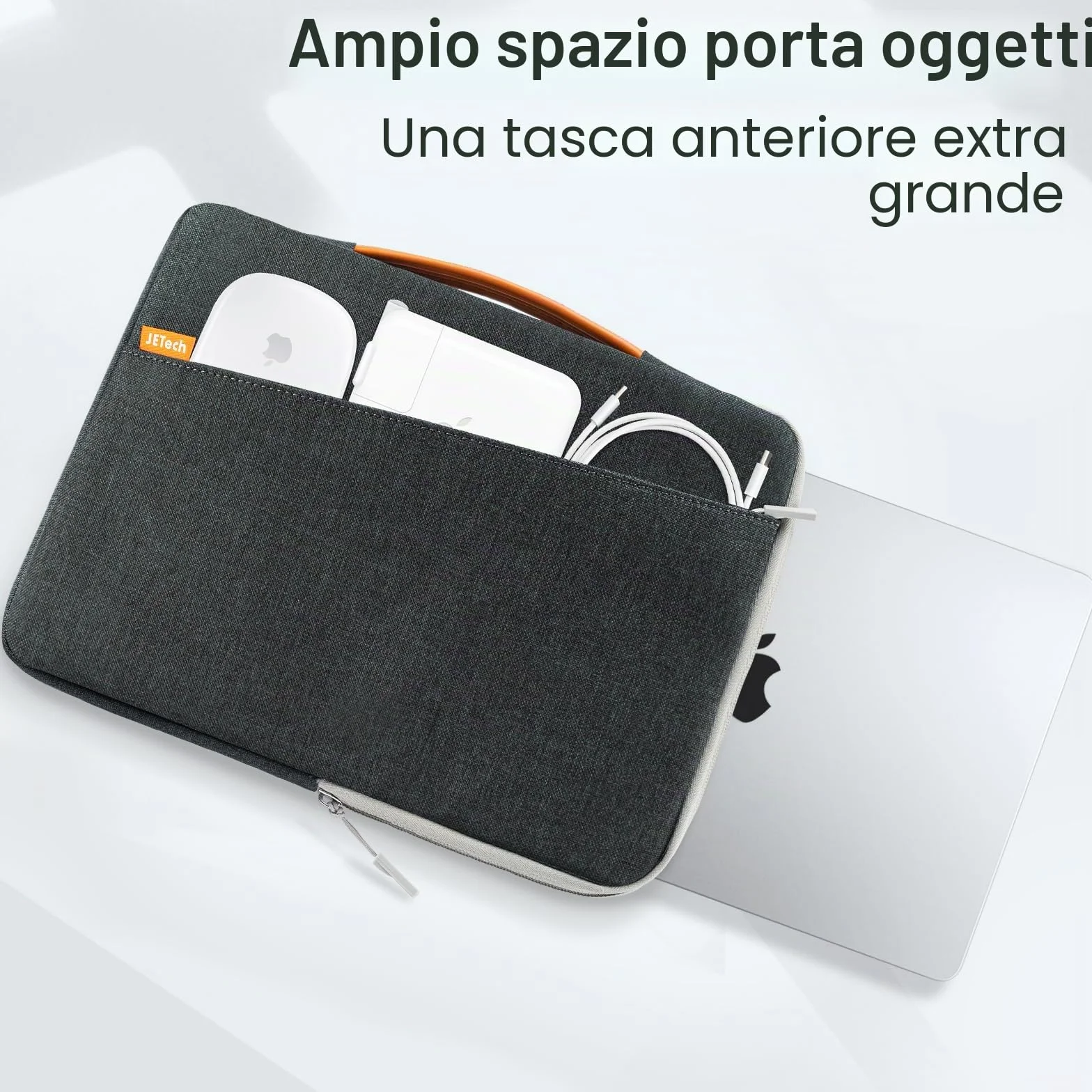 JETech Custodia Laptop per MacBook Neo (A18 Pro), 13-14 Pollici MacBook Air/Pro (M1-M5, 2020-2026), Custodia Borsa con Maniglia e Tasca Portatili (Grigio Scuro)