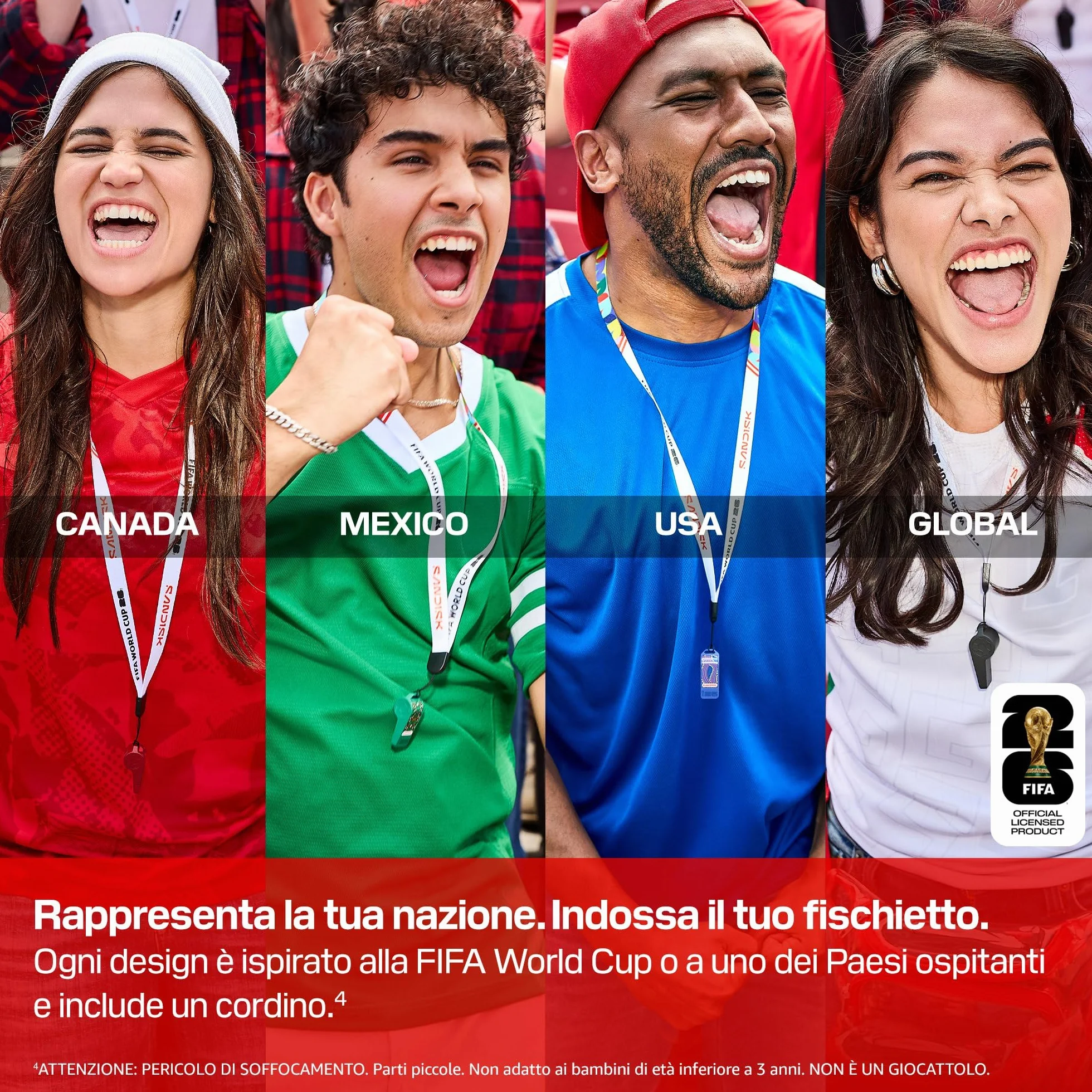 SANDISK Unità flash USB-C FIFA World Cup 2026 Global Edition da 128 GB (velocità di trasferimento fino a 300 MB/s, l'app SANDISK Memory Zone)