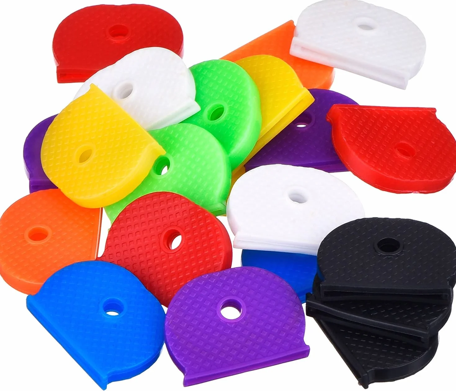 Copritasti per chiavi, 24 pezzi Coprichiavi semicircolari in gomma universali Copritasti flessibili in 8 colori per chiavi di casa.
