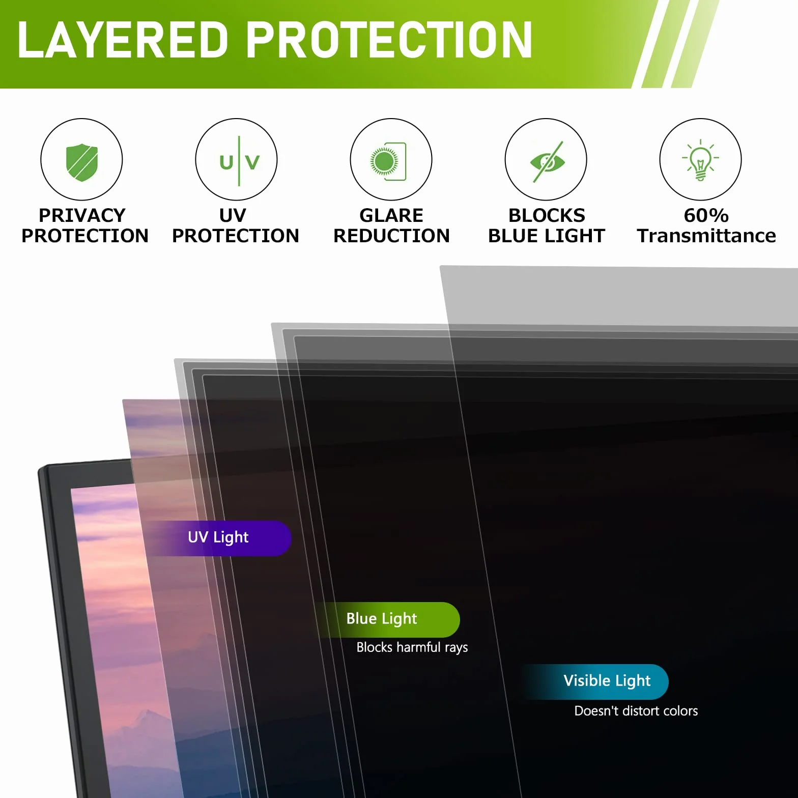 SOPPY Filtro per la privacy, schermo da 27 pollici, filtro per la privacy, filtro per la privacy, anti-luce blu e antiriflesso (16:9, 598 x 337 mm)