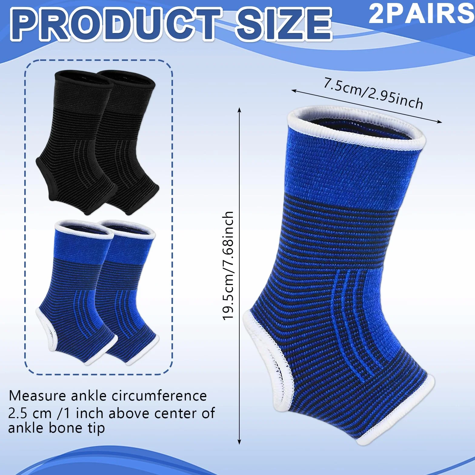 Benda Elastica per Caviglia Bambini 2 Pezzi Supporto Sportivo Senza Tallone Traspirante