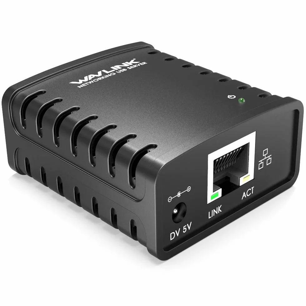 WAVLINK Server di stampa 10/100Mbps Ethernet a USB 2.0 Network LPR Print Server per Windows
