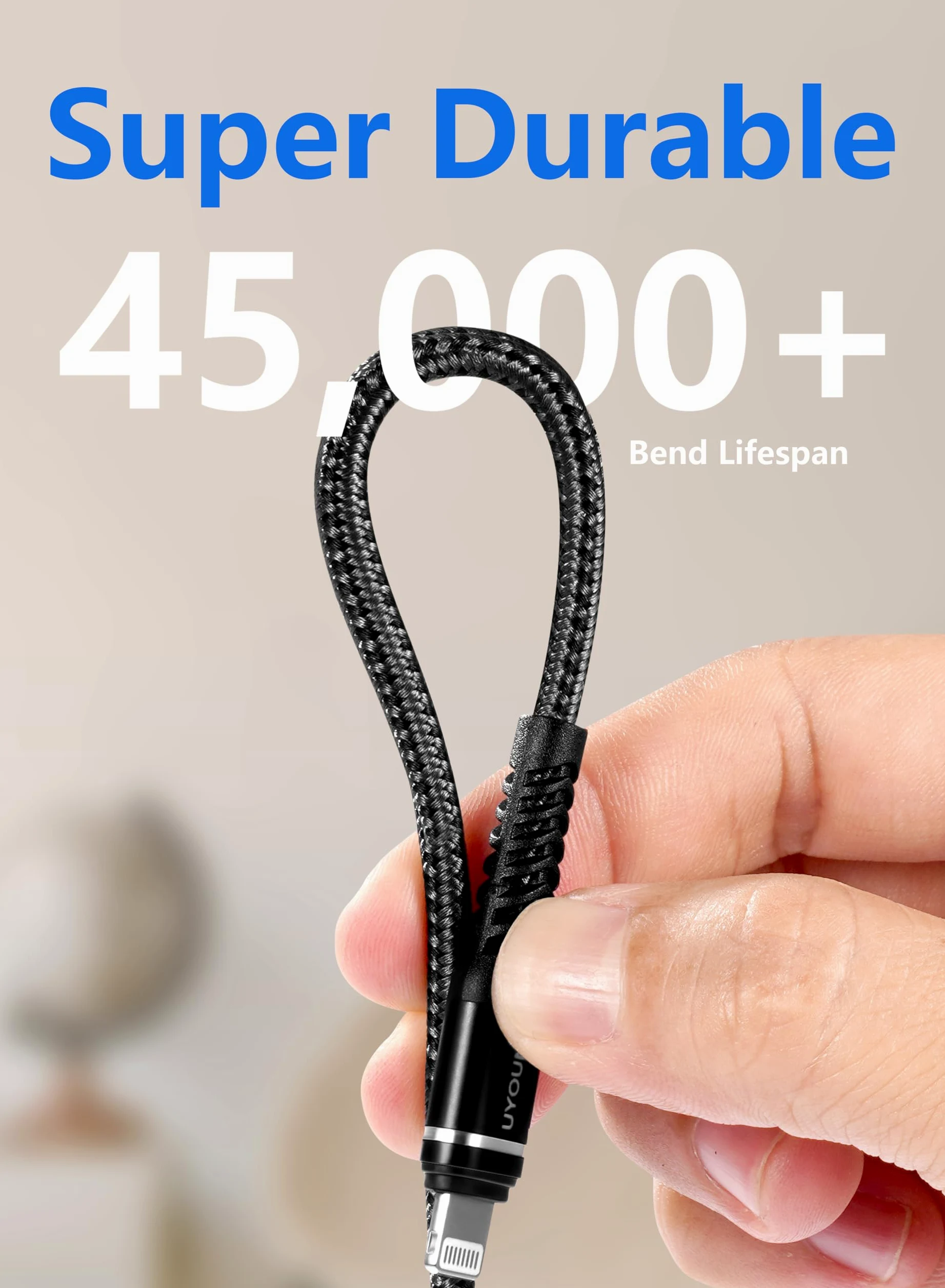 Cavo di ricarica da USB C a Lightning intrecciato per iPhone 14, 13, 12, 11, 8, 7, 6, SE, XR, XS X, iPad, colore: nero