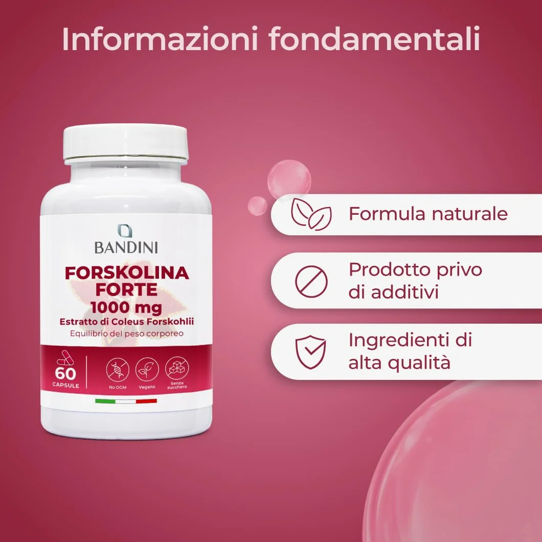 Forskolina Forte 1000mg 35:1 Coleus Forskohlii Estratto Vegan 60 Capsule Digestivo