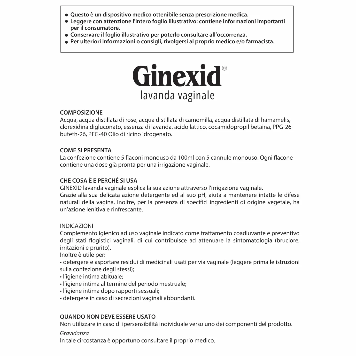 FARMA-DERMA Ginexid Lavanda Vaginale 5 Flaconi 100 ml Soluzione per Irrigazione Vaginale Bruciore Irritazioni Prurito