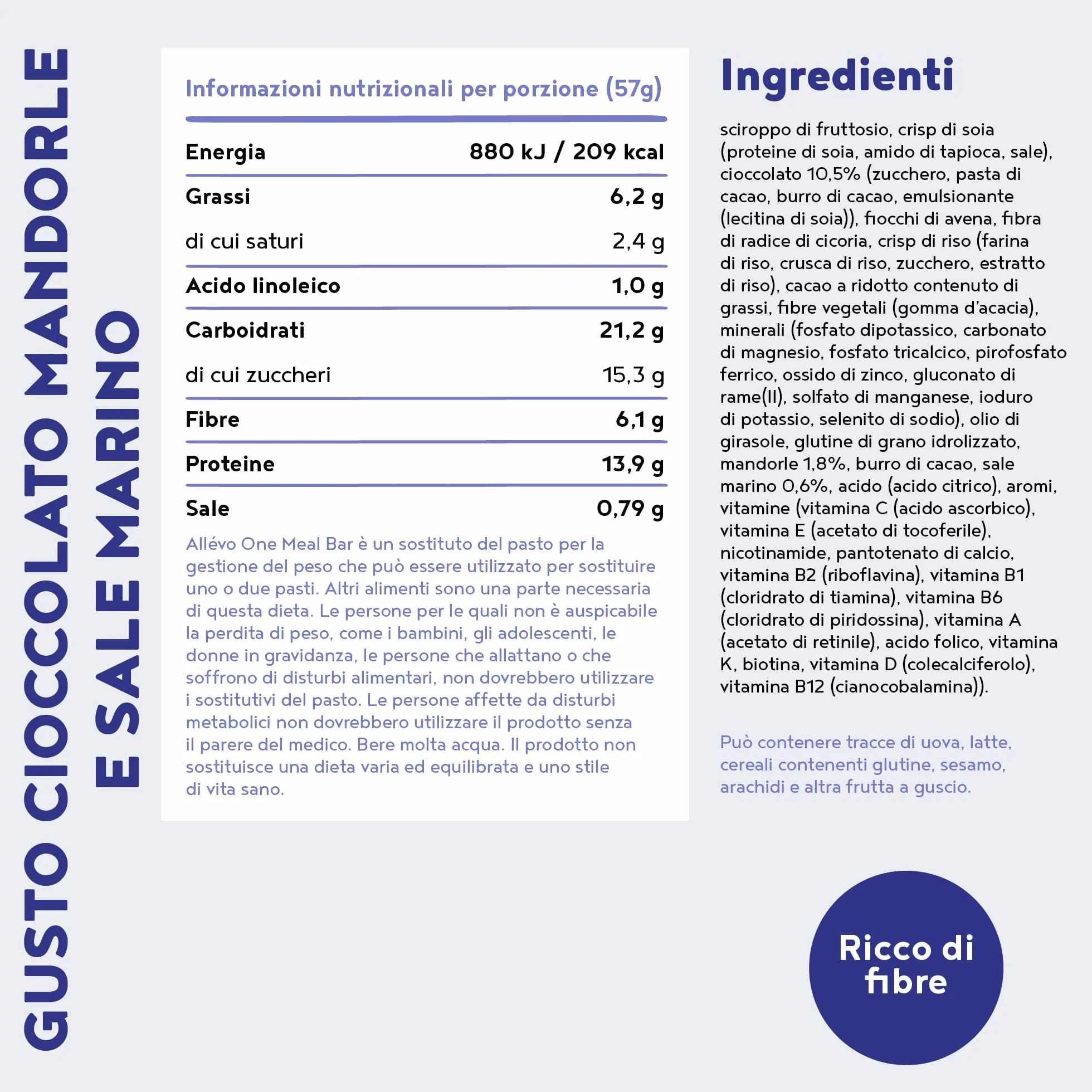 Barretta One Meal Allévo Mandorle Salate Pasto Sostitutivo Sano Gustoso Controllo Peso Alpha Foods
